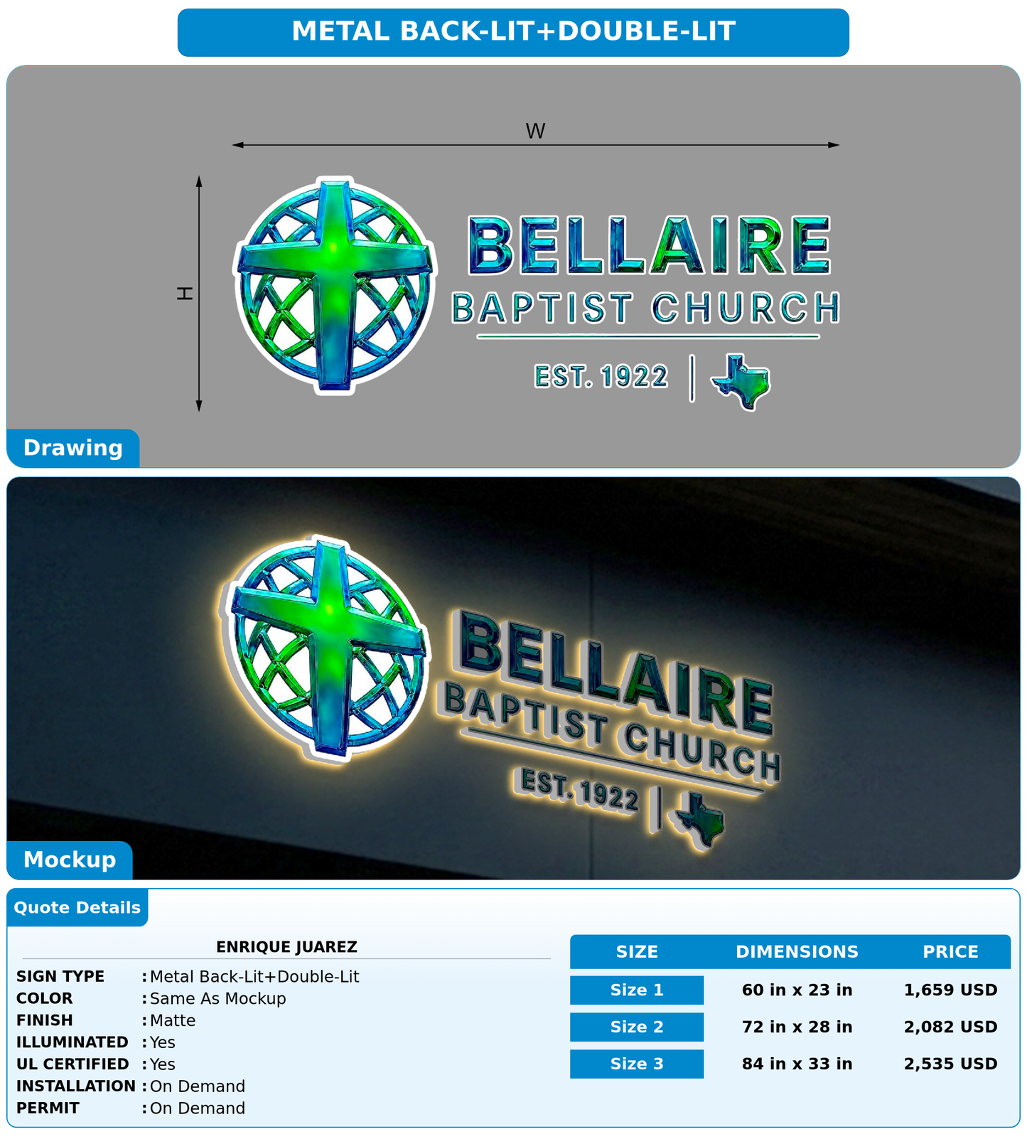 CUSTOM MOCKUP SIGN FOR Enrique Juarez