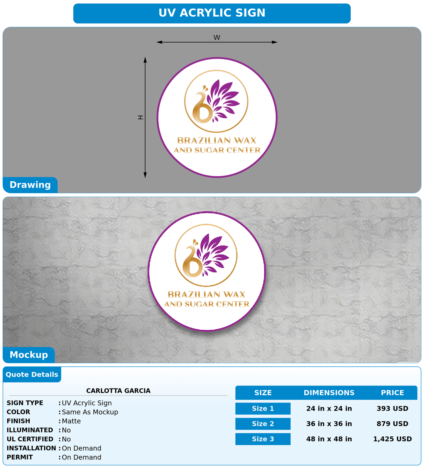 CUSTOM MOCKUP SIGN FOR Carlotta Garcia