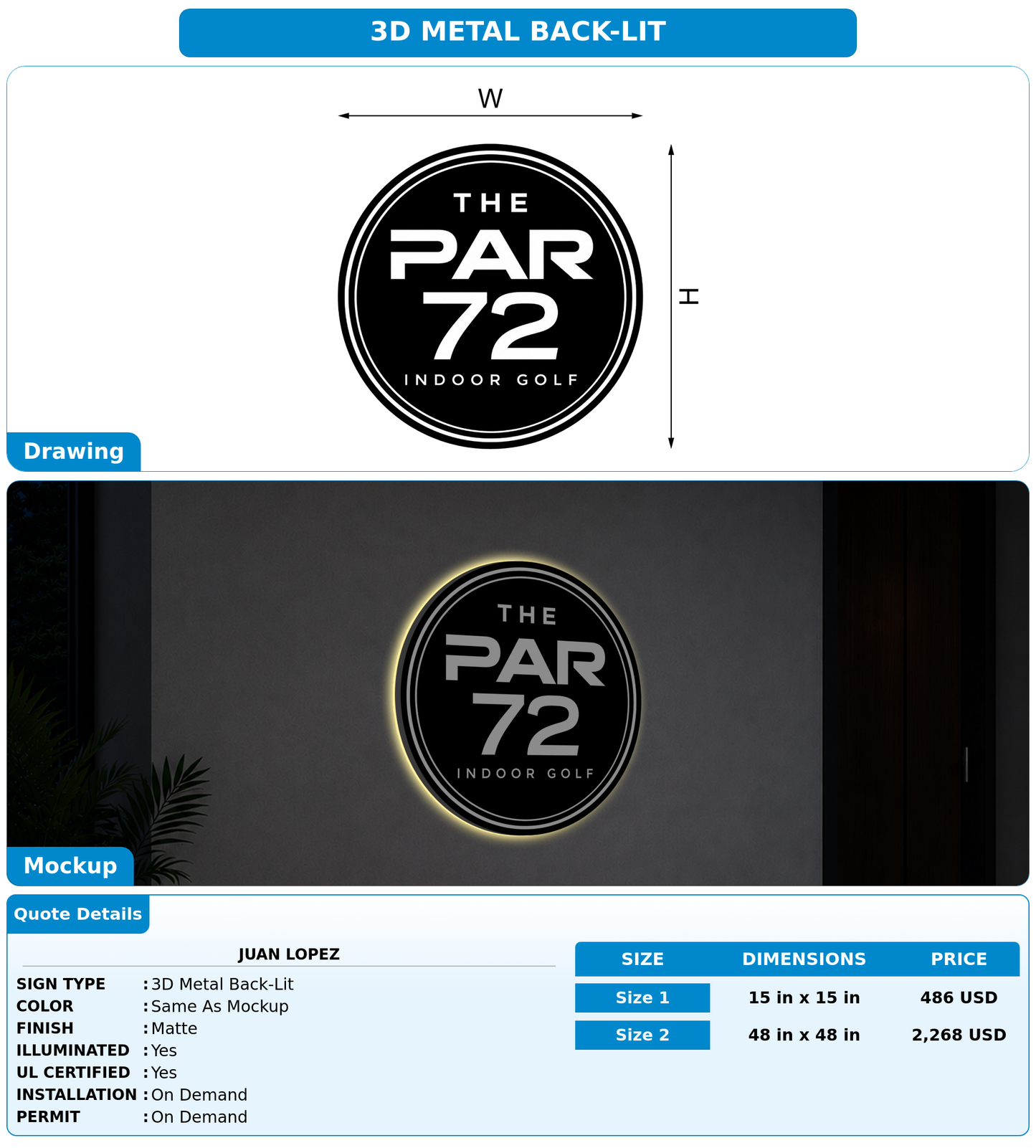 CUSTOM MOCKUP SIGN FOR Juan Lopez