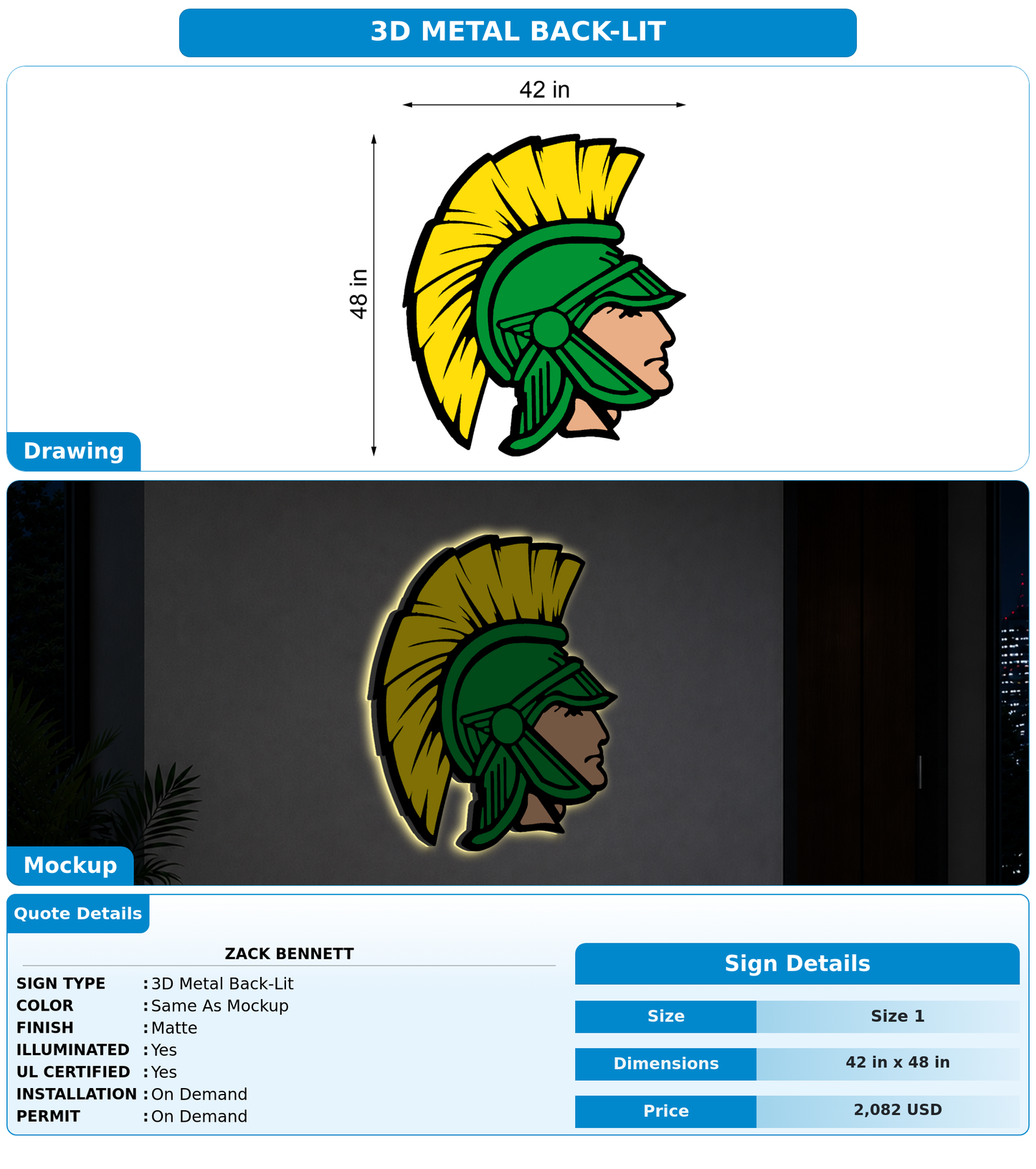 CUSTOM MOCKUP SIGN FOR Zack Bennett