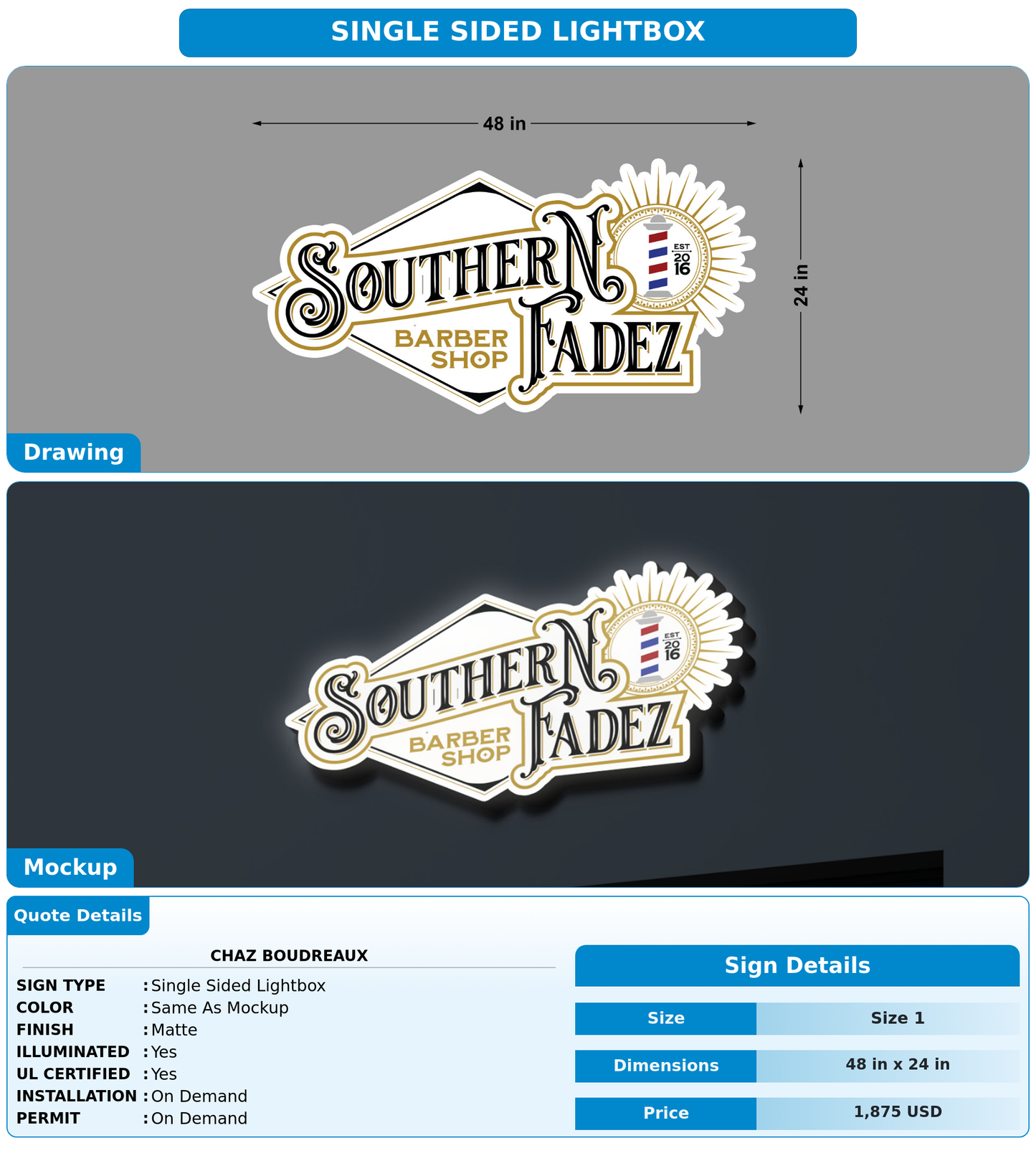 CUSTOM MOCKUP SIGN FOR Chaz Boudreaux