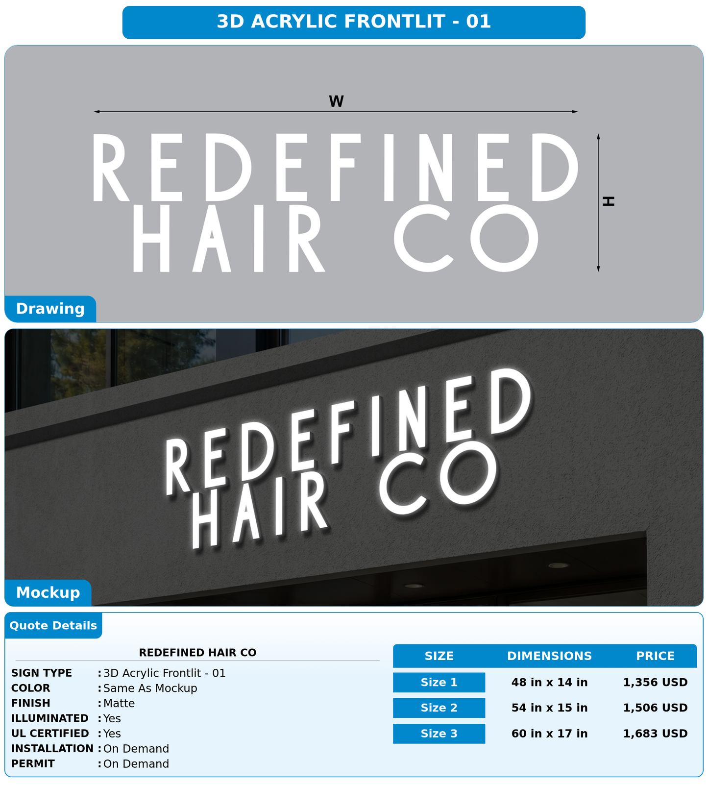 CUSTOM MOCKUP SIGN FOR Redefined Hair Co