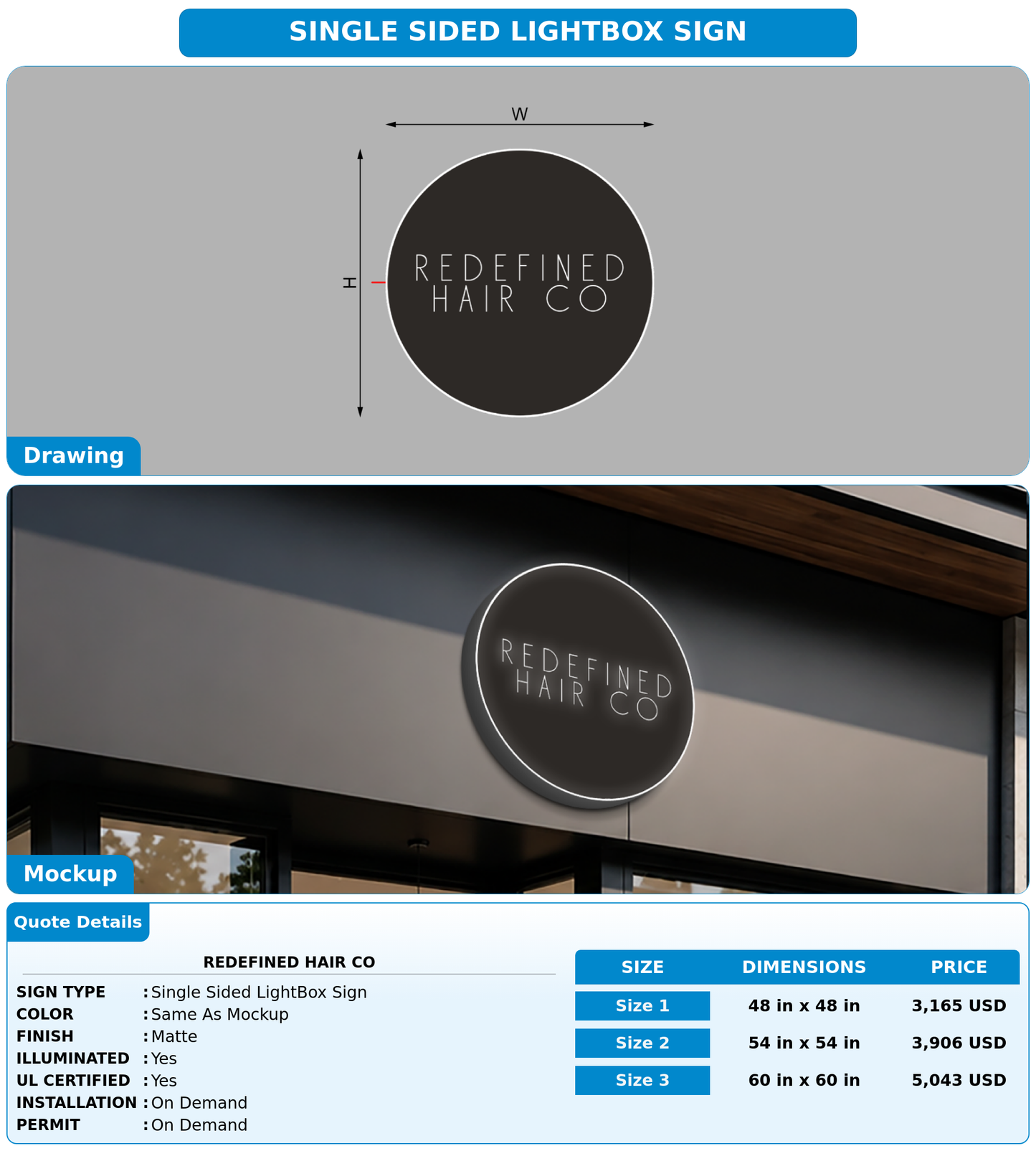 CUSTOM MOCKUP SIGN FOR Redefined Hair Co