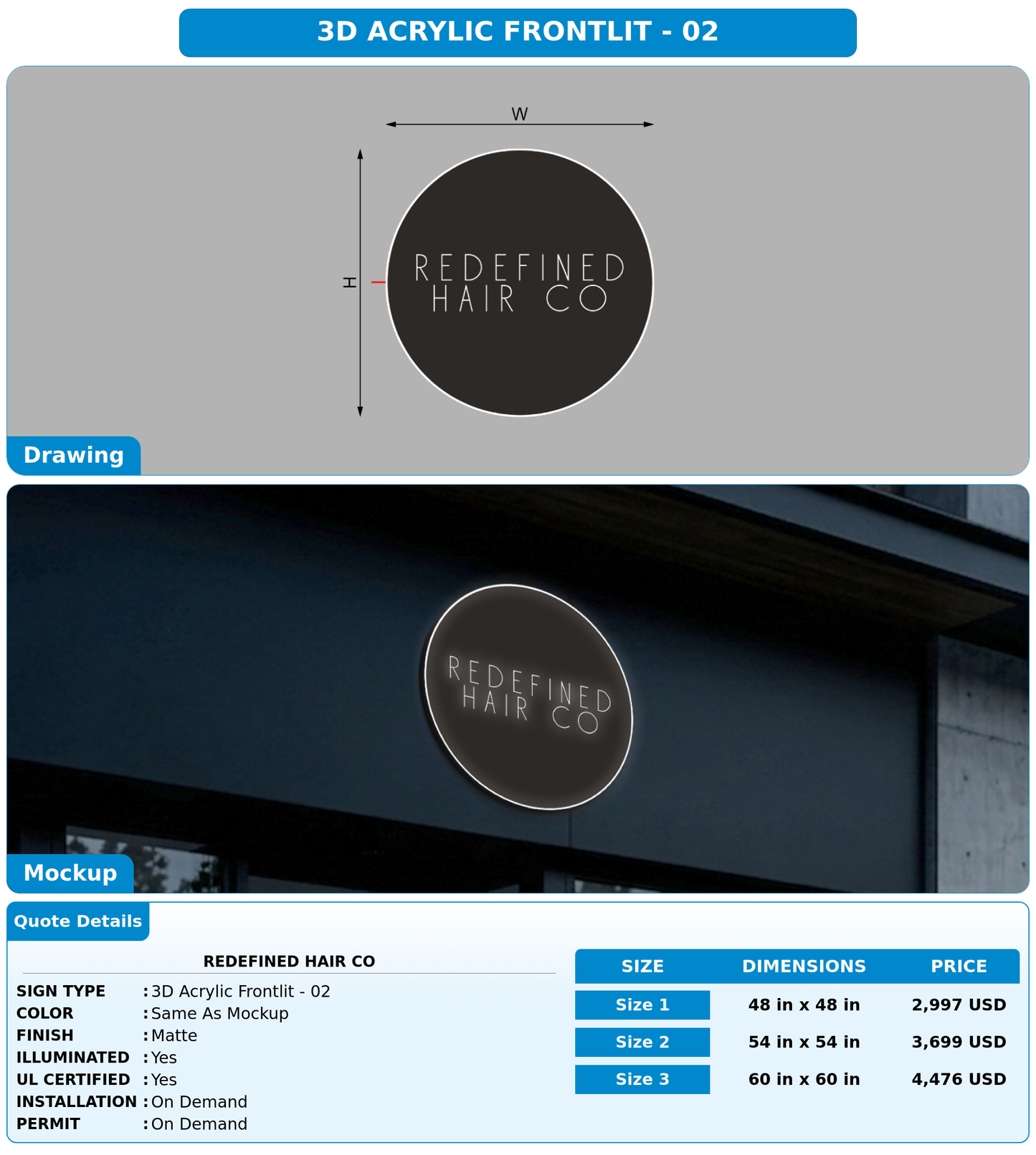 CUSTOM MOCKUP SIGN FOR Redefined Hair Co