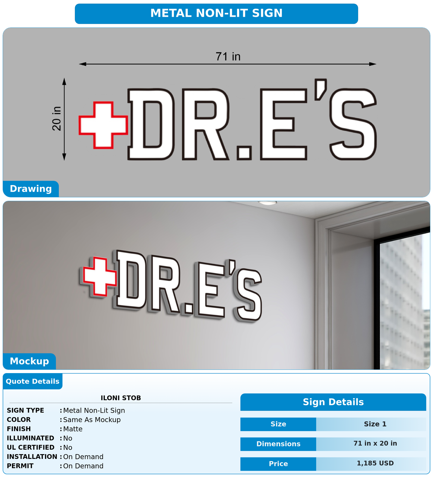 CUSTOM MOCKUP SIGN FOR Iloni Stob