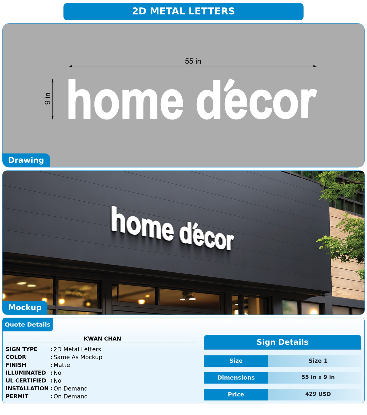 CUSTOM MOCKUP SIGN FOR Kwan Chan