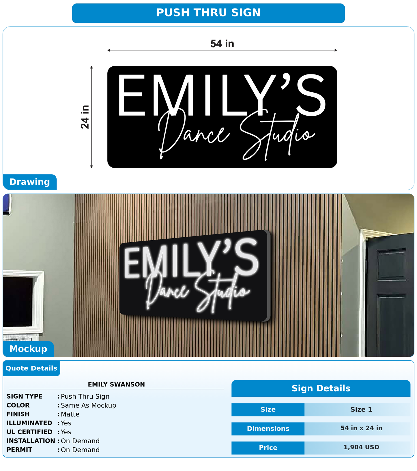 CUSTOM MOCKUP SIGN FOR Emily Swanson