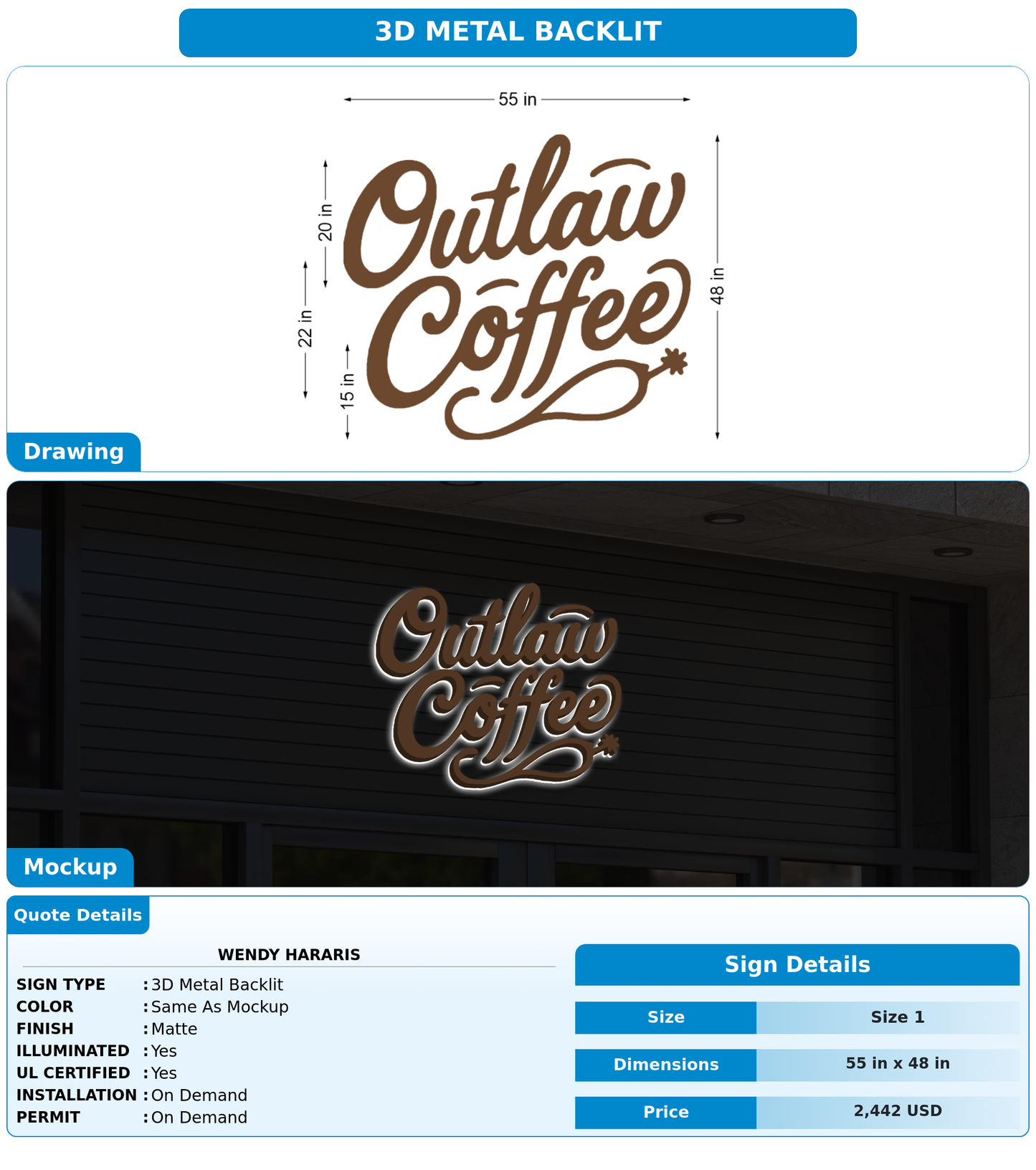CUSTOM MOCKUP SIGN FOR Wendy Hararis