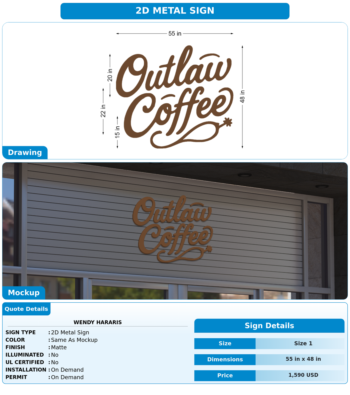 CUSTOM MOCKUP SIGN FOR Wendy Hararis