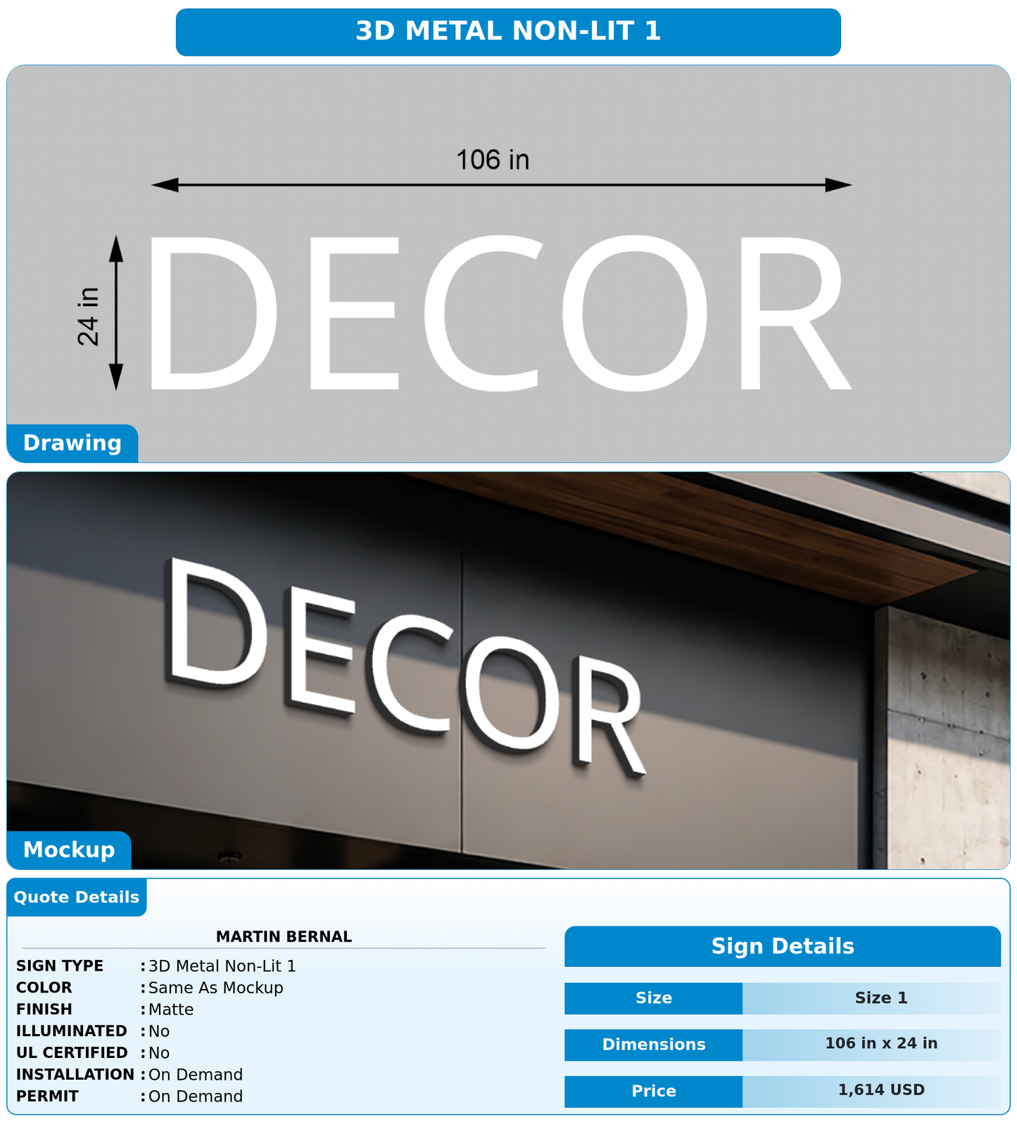 CUSTOM MOCKUP SIGN FOR Martin Bernal