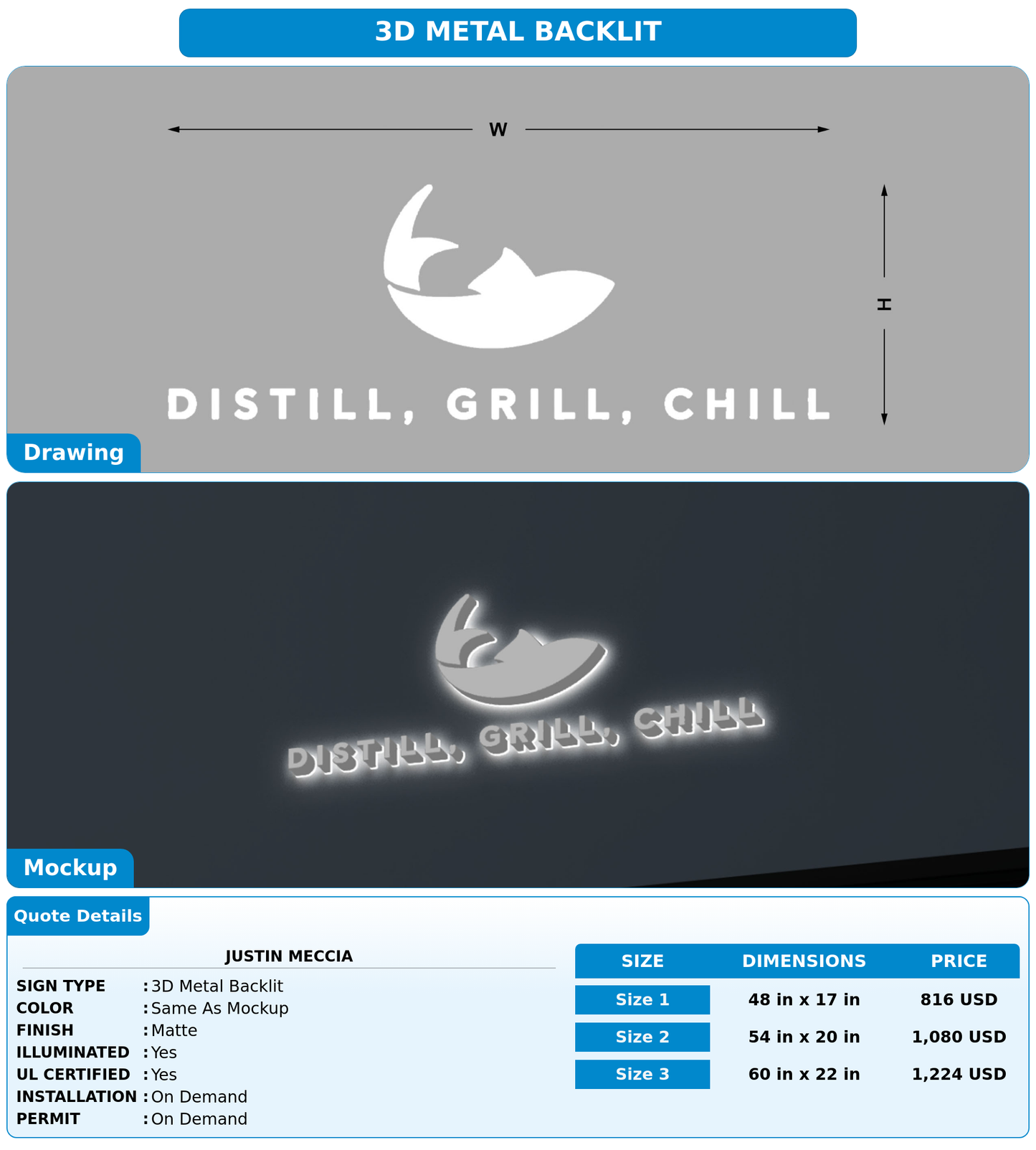 CUSTOM MOCKUP SIGN FOR Justin Meccia