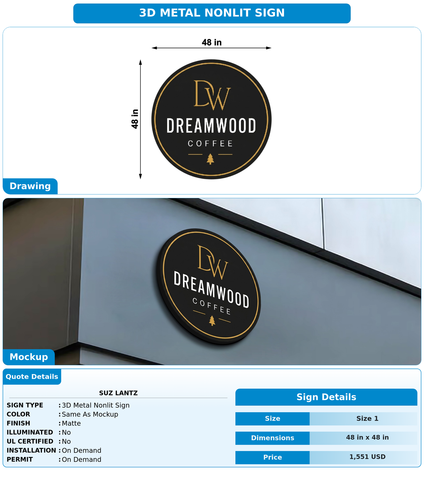 CUSTOM MOCKUP SIGN FOR Suz Lantz