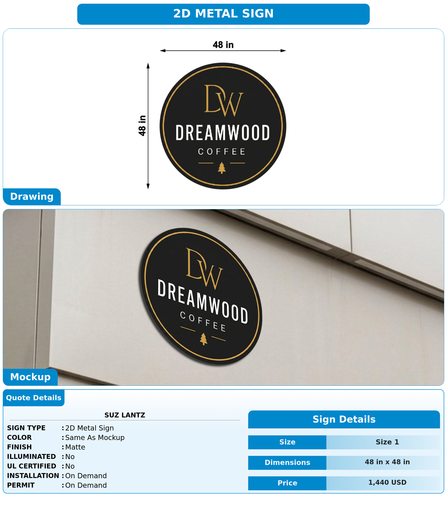 CUSTOM MOCKUP SIGN FOR Suz Lantz