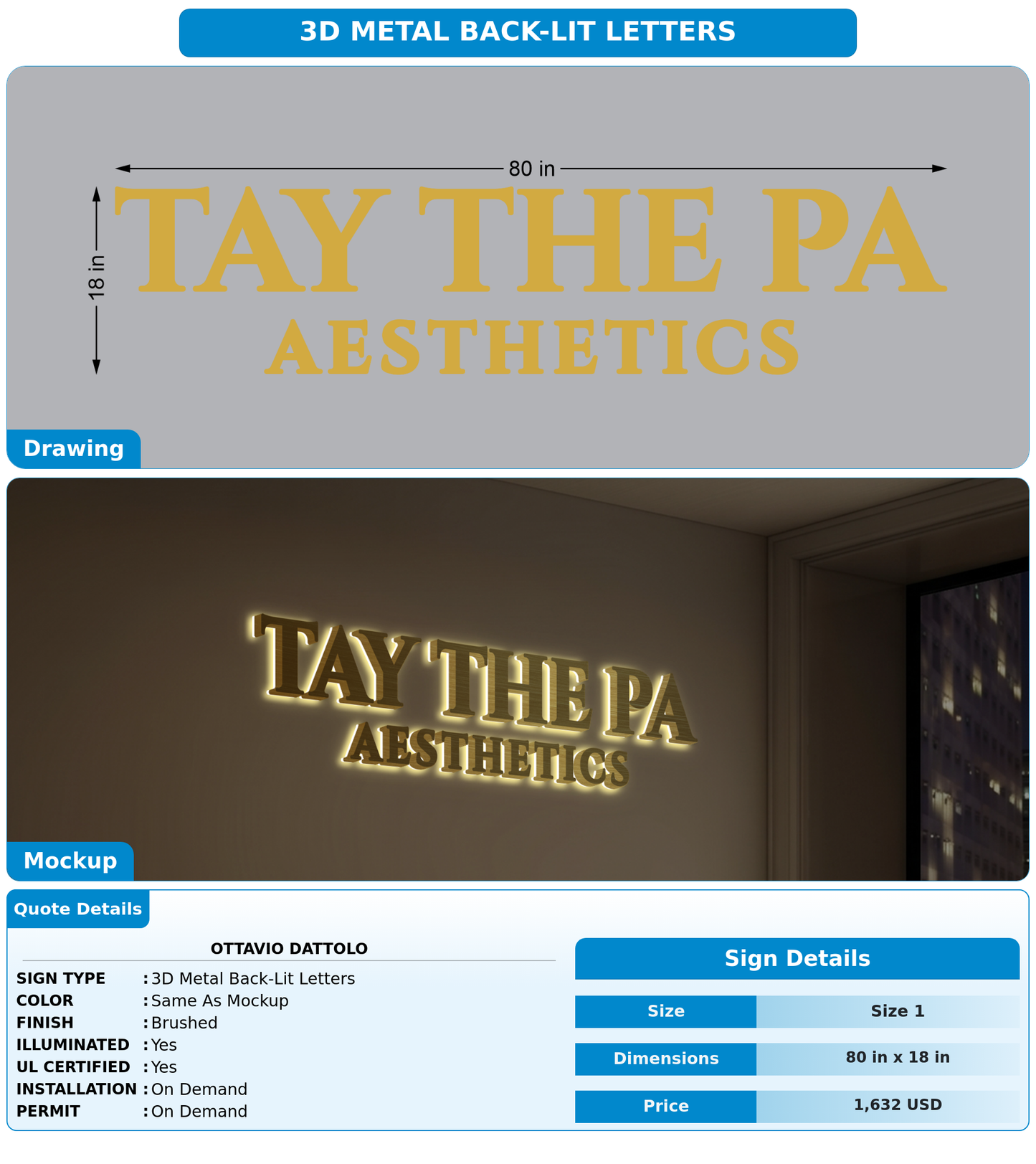 CUSTOM MOCKUP SIGN FOR Ottavio Dattolo