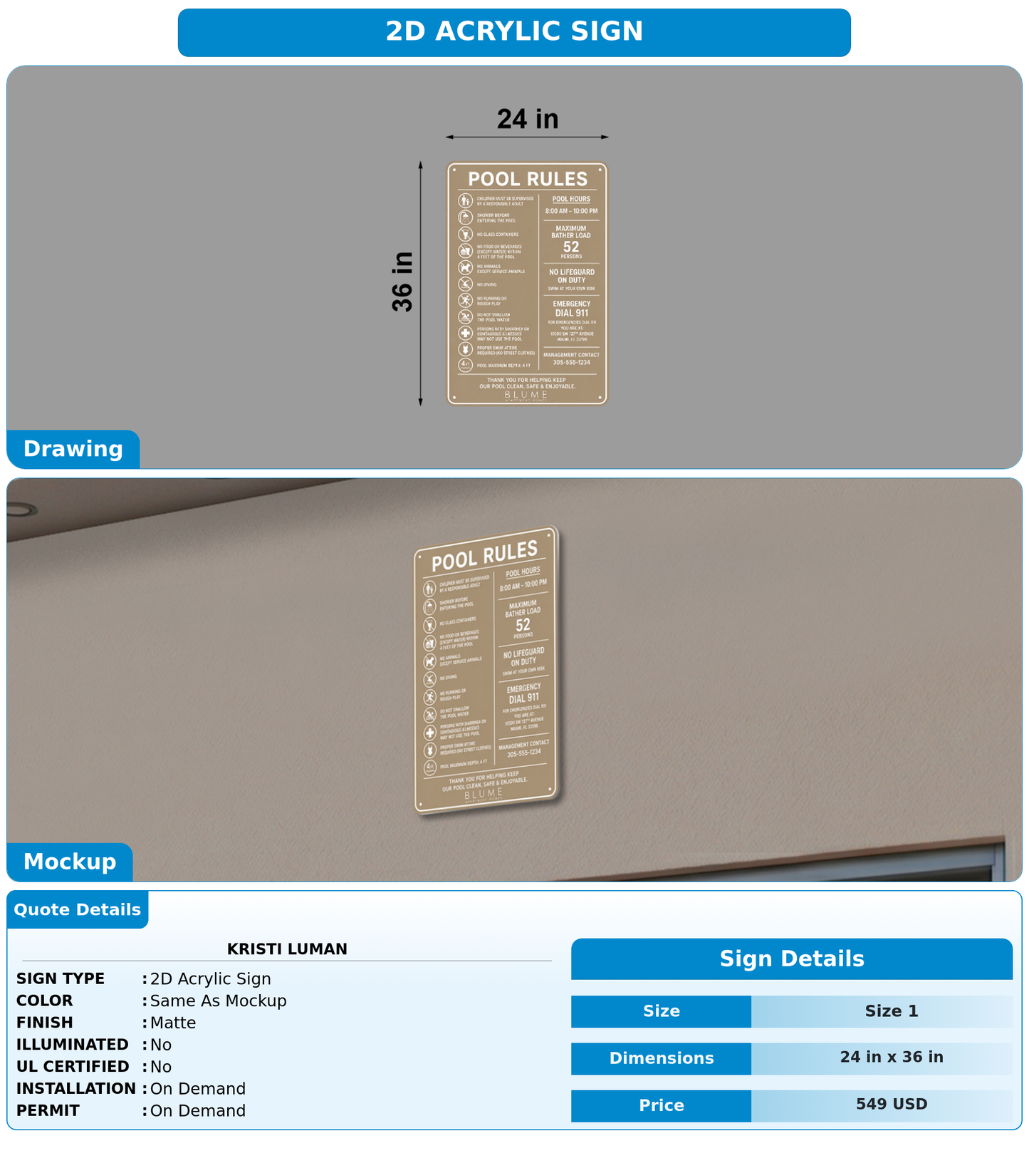 CUSTOM MOCKUP SIGN FOR Kristi Luman