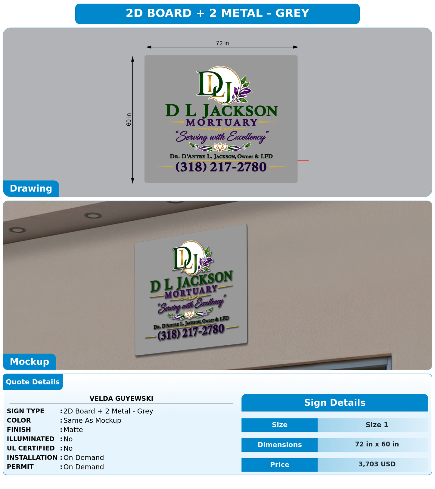CUSTOM MOCKUP SIGN FOR Velda Guyewski