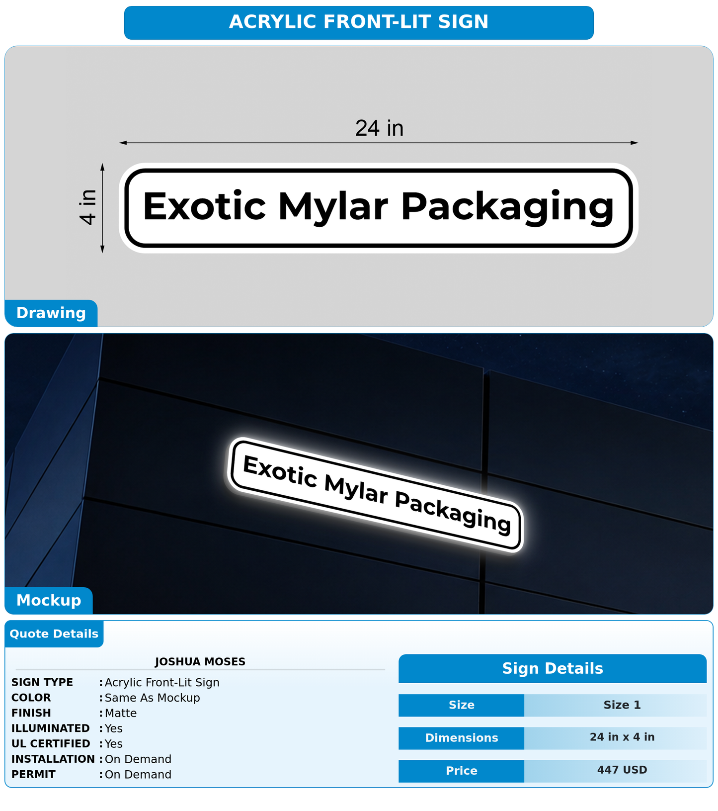 CUSTOM MOCKUP SIGN FOR Joshua Moses