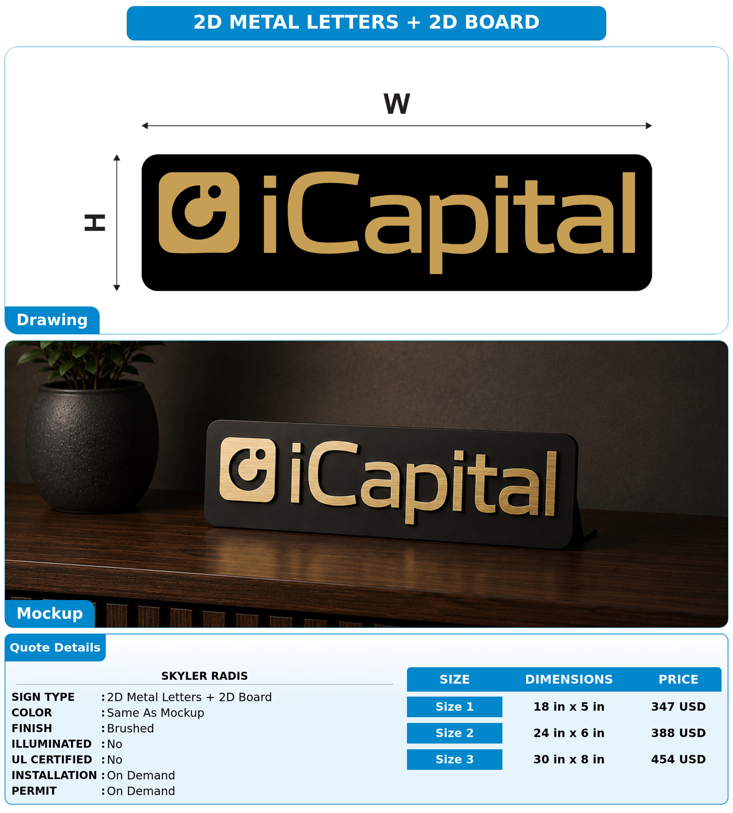 CUSTOM MOCKUP SIGN FOR Skyler Radis