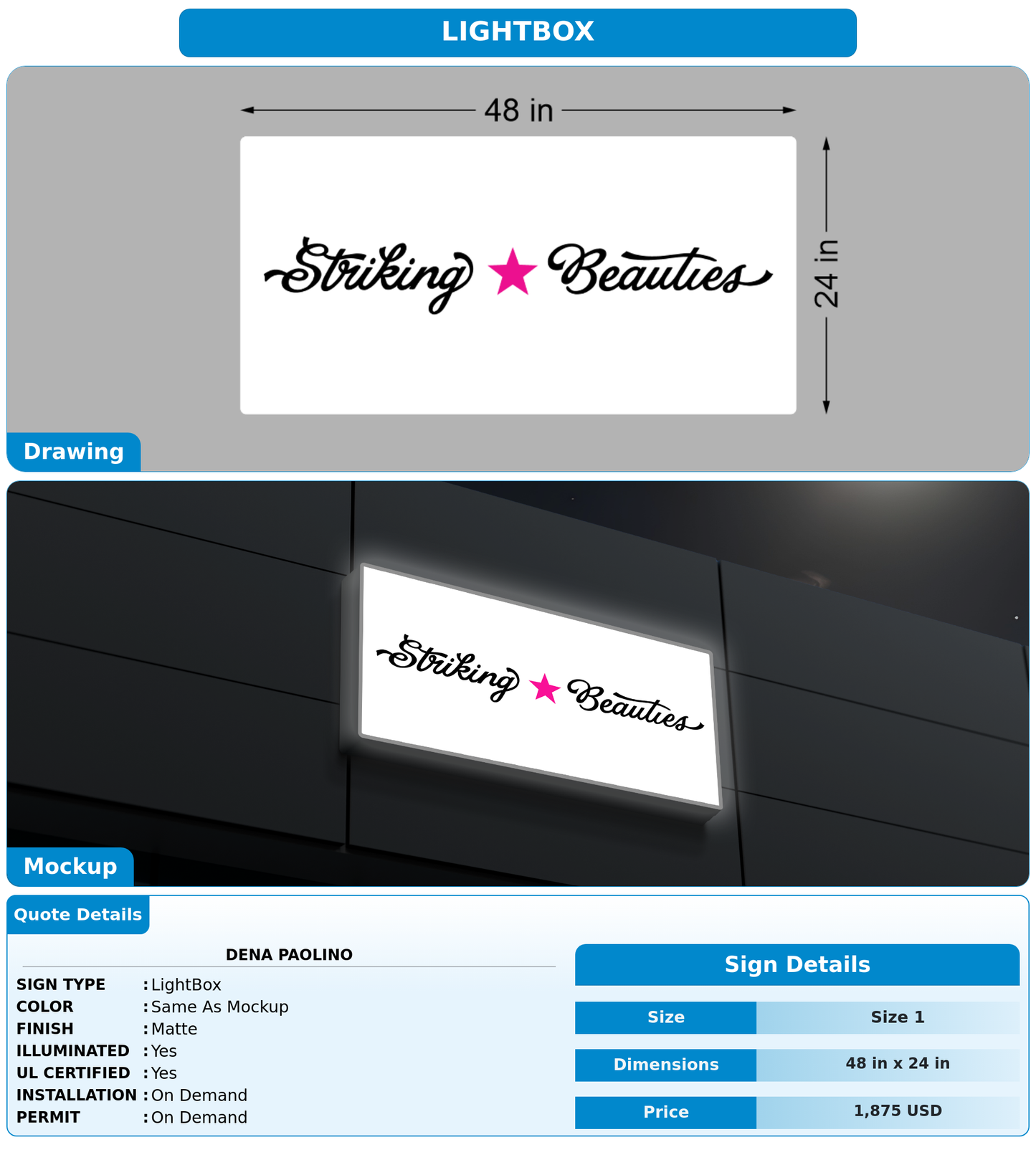 CUSTOM MOCKUP SIGN FOR Dena Paolino