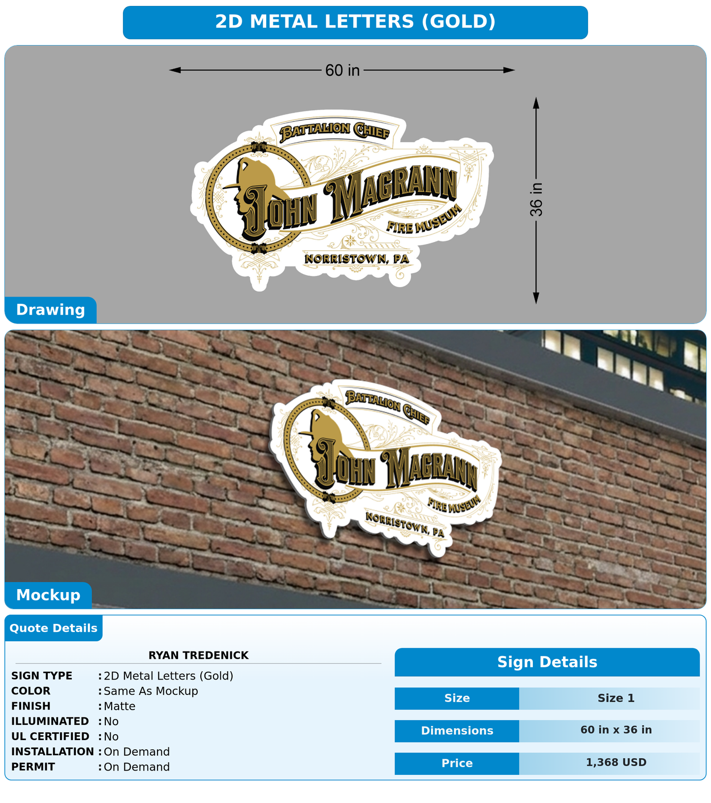 CUSTOM MOCKUP SIGN FOR Ryan TreDenick