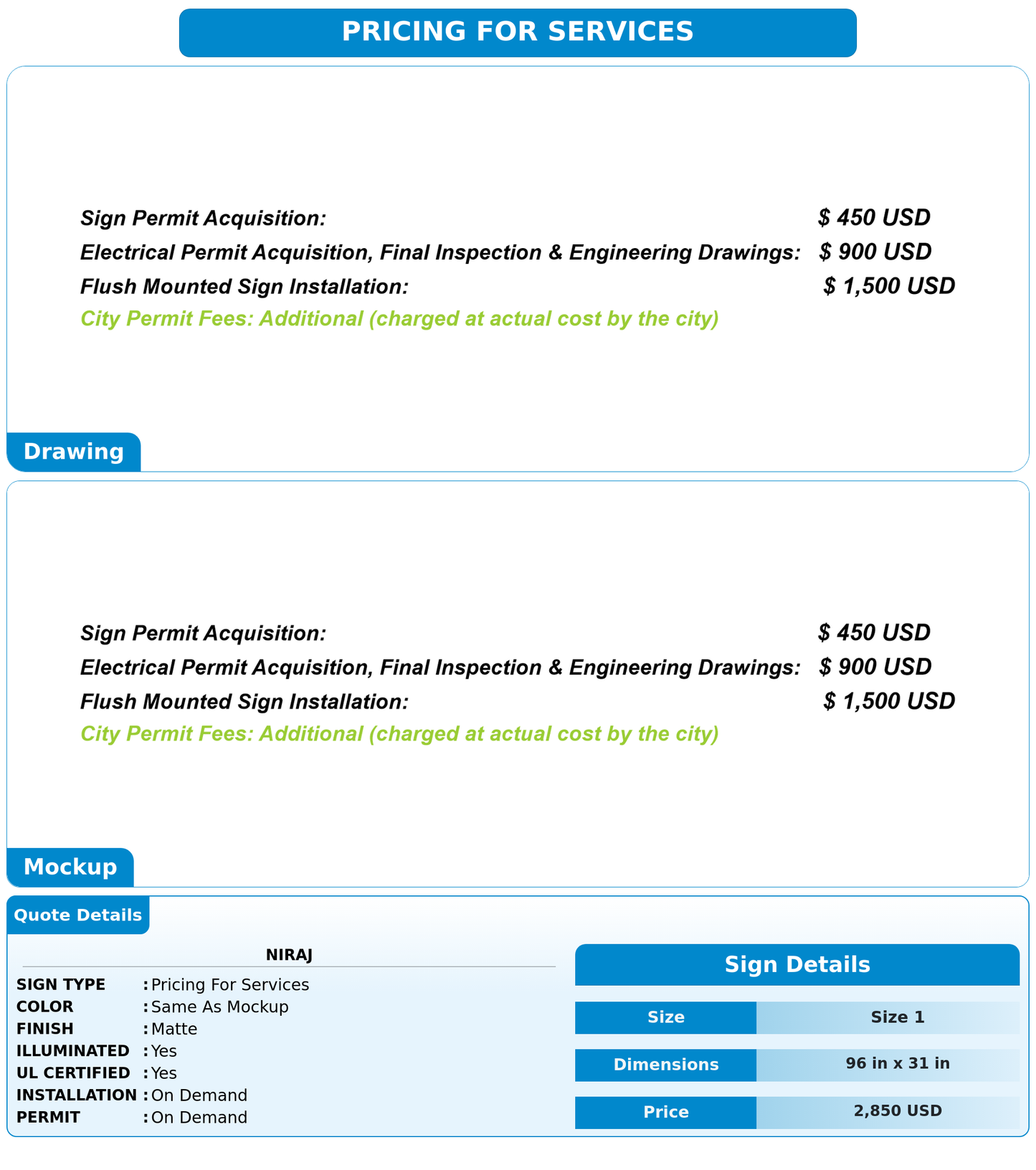 Pricing Services for niraj