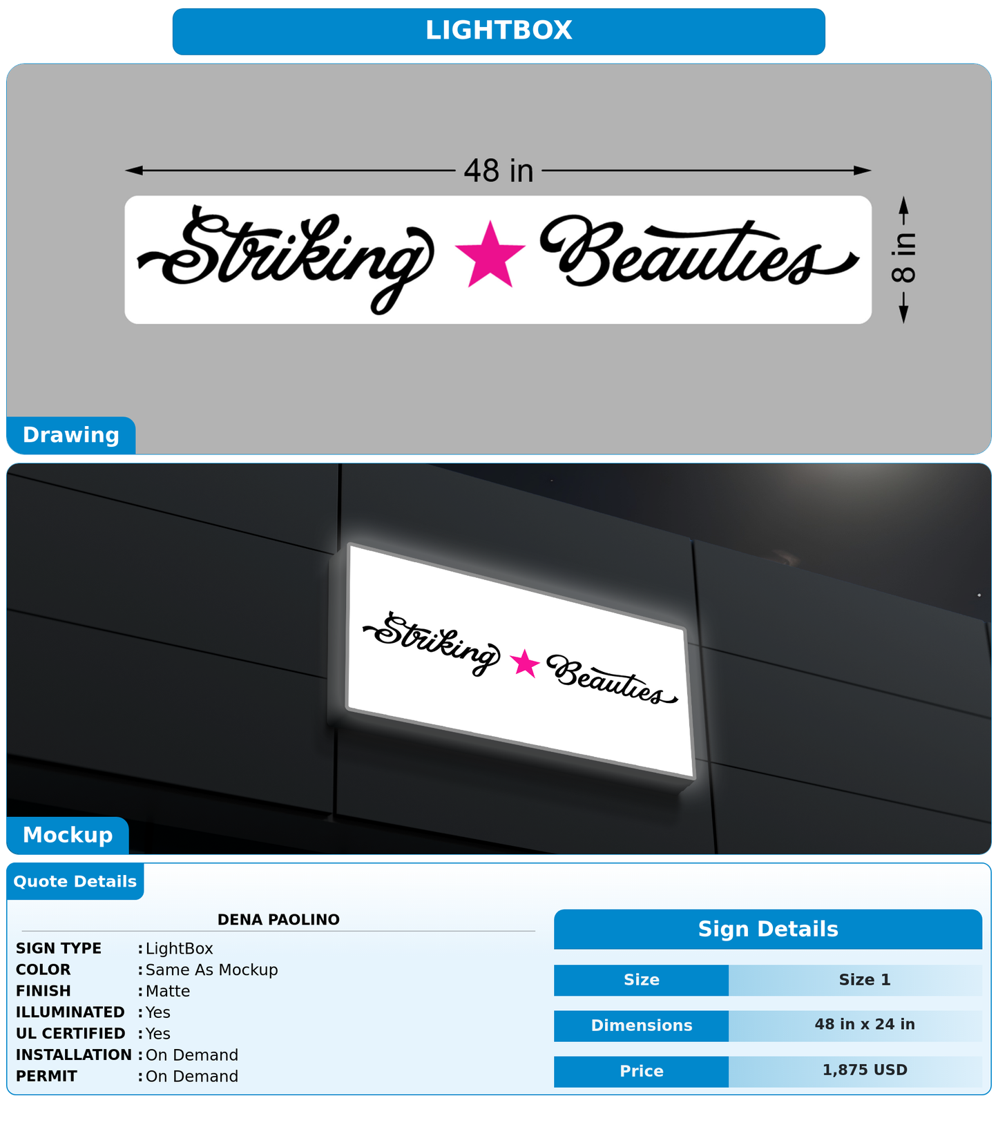 CUSTOM MOCKUP SIGN FOR Dena Paolino