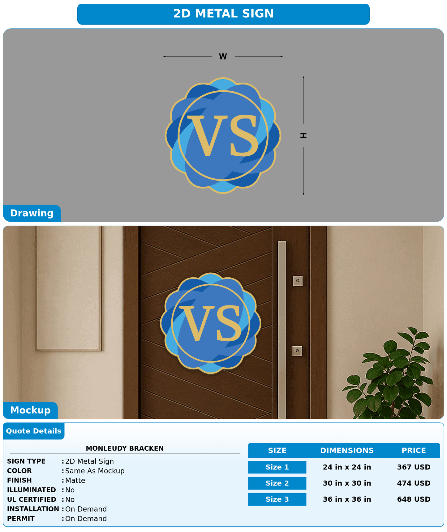 CUSTOM MOCKUP SIGN FOR Monleudy Bracken