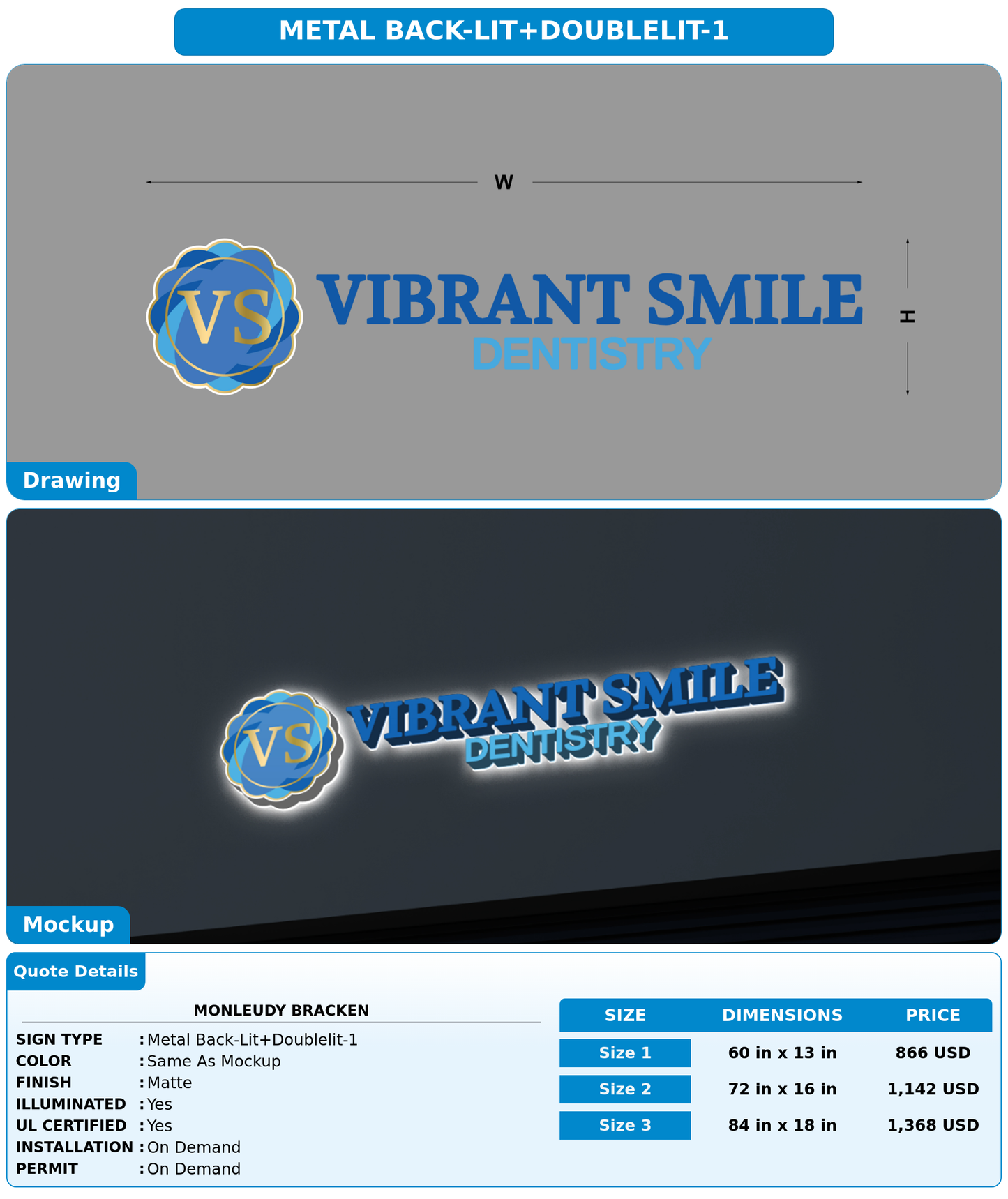 CUSTOM MOCKUP SIGN FOR Monleudy Bracken