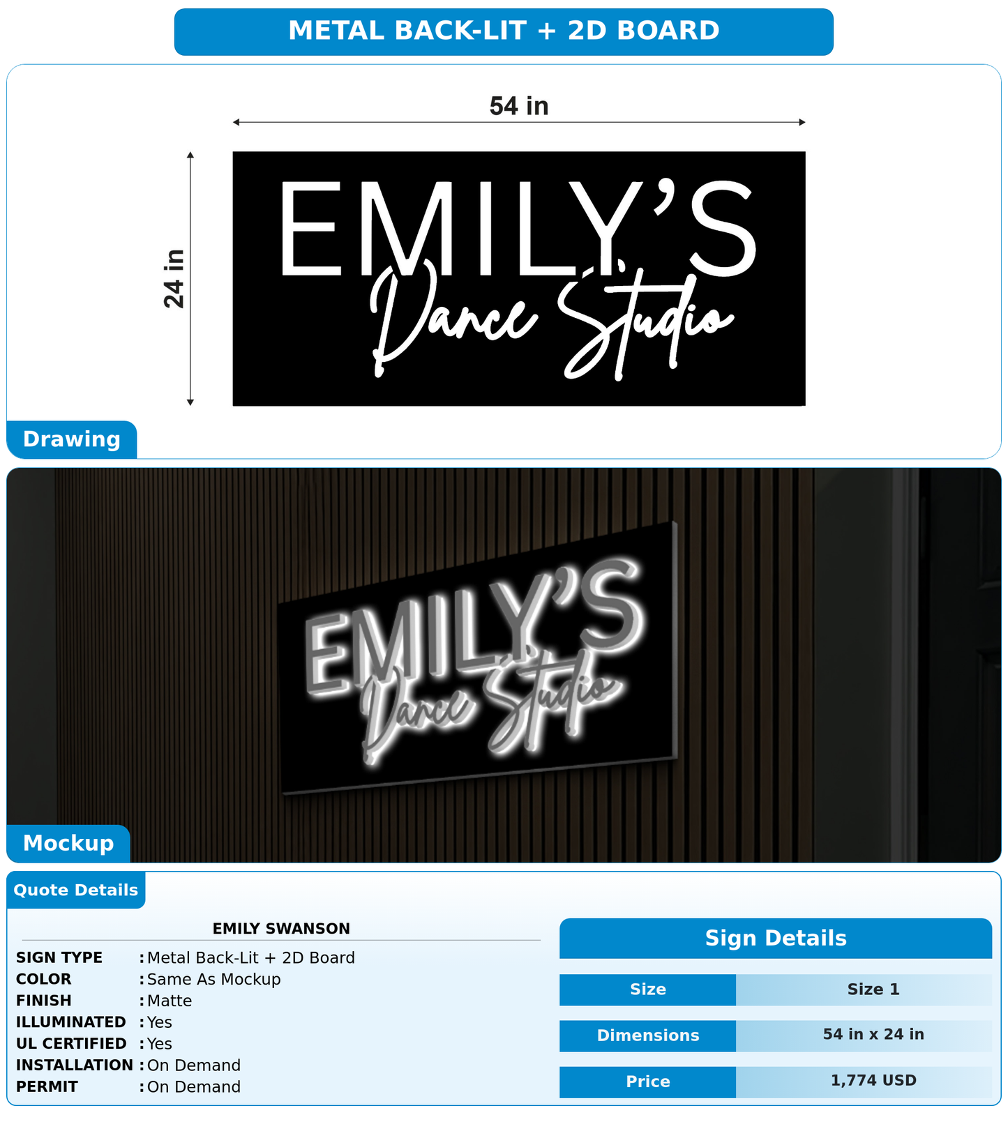CUSTOM MOCKUP SIGN FOR Emily Swanson