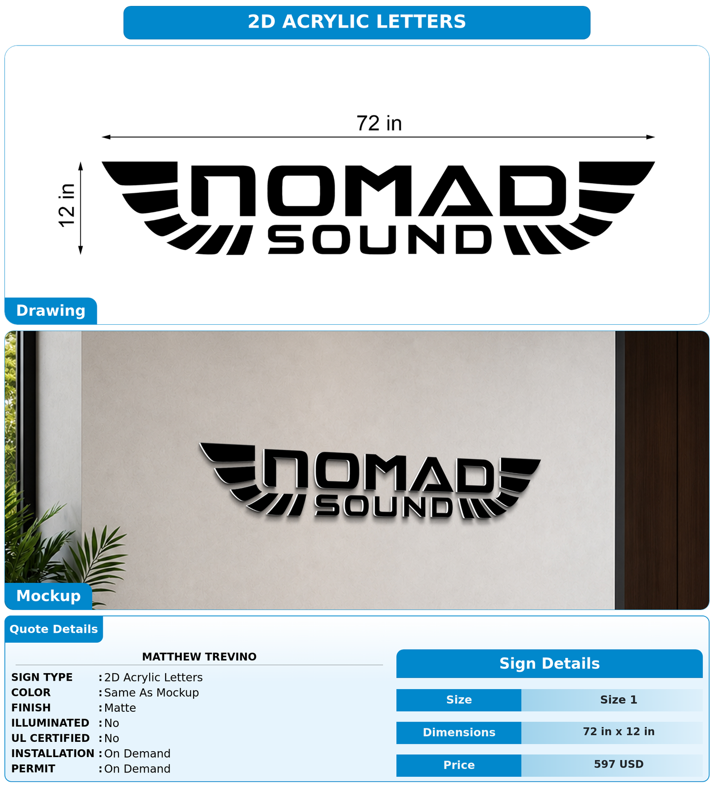 CUSTOM MOCKUP SIGN FOR Matthew Trevino