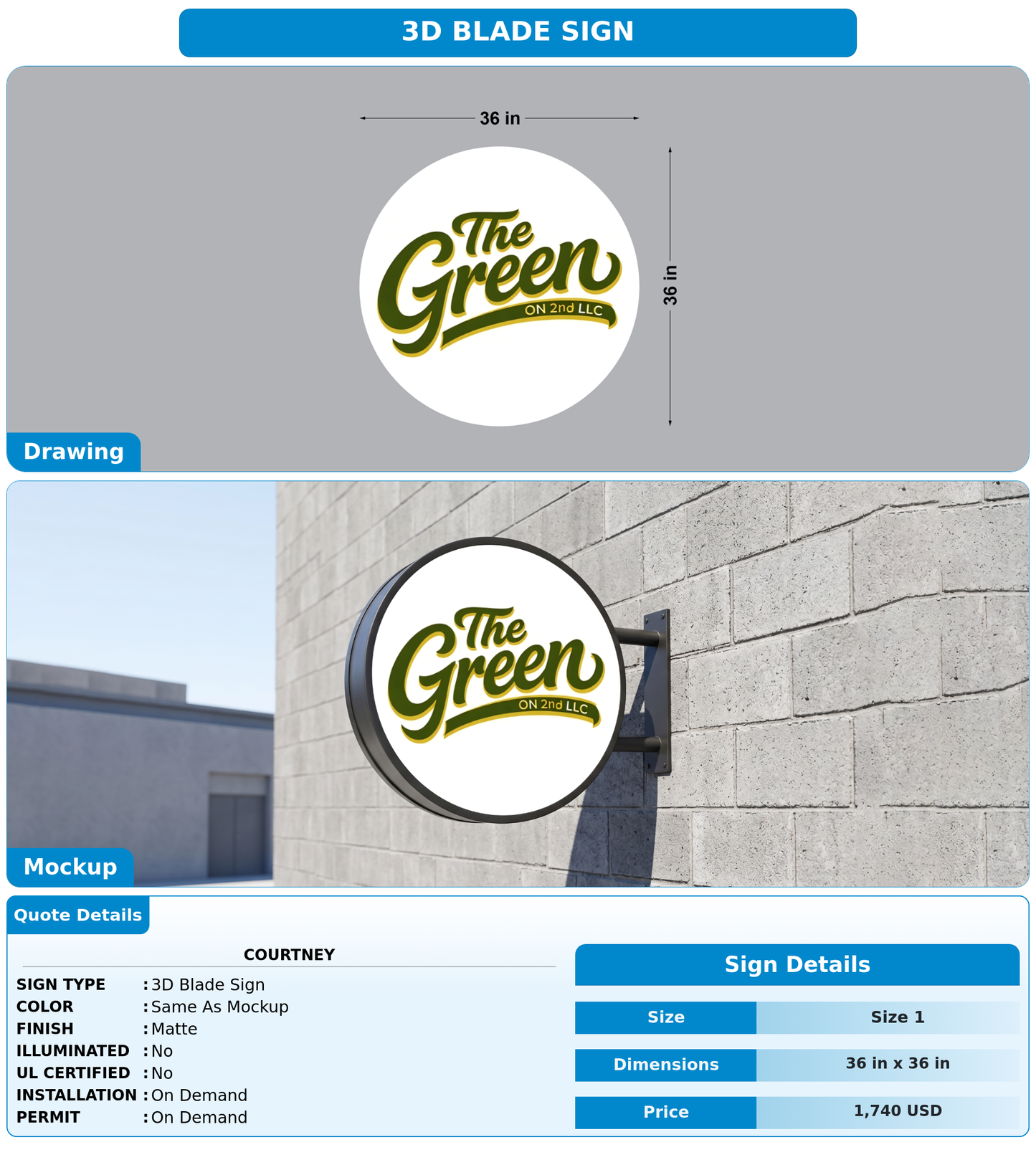 CUSTOM MOCKUP SIGN FOR Courtney