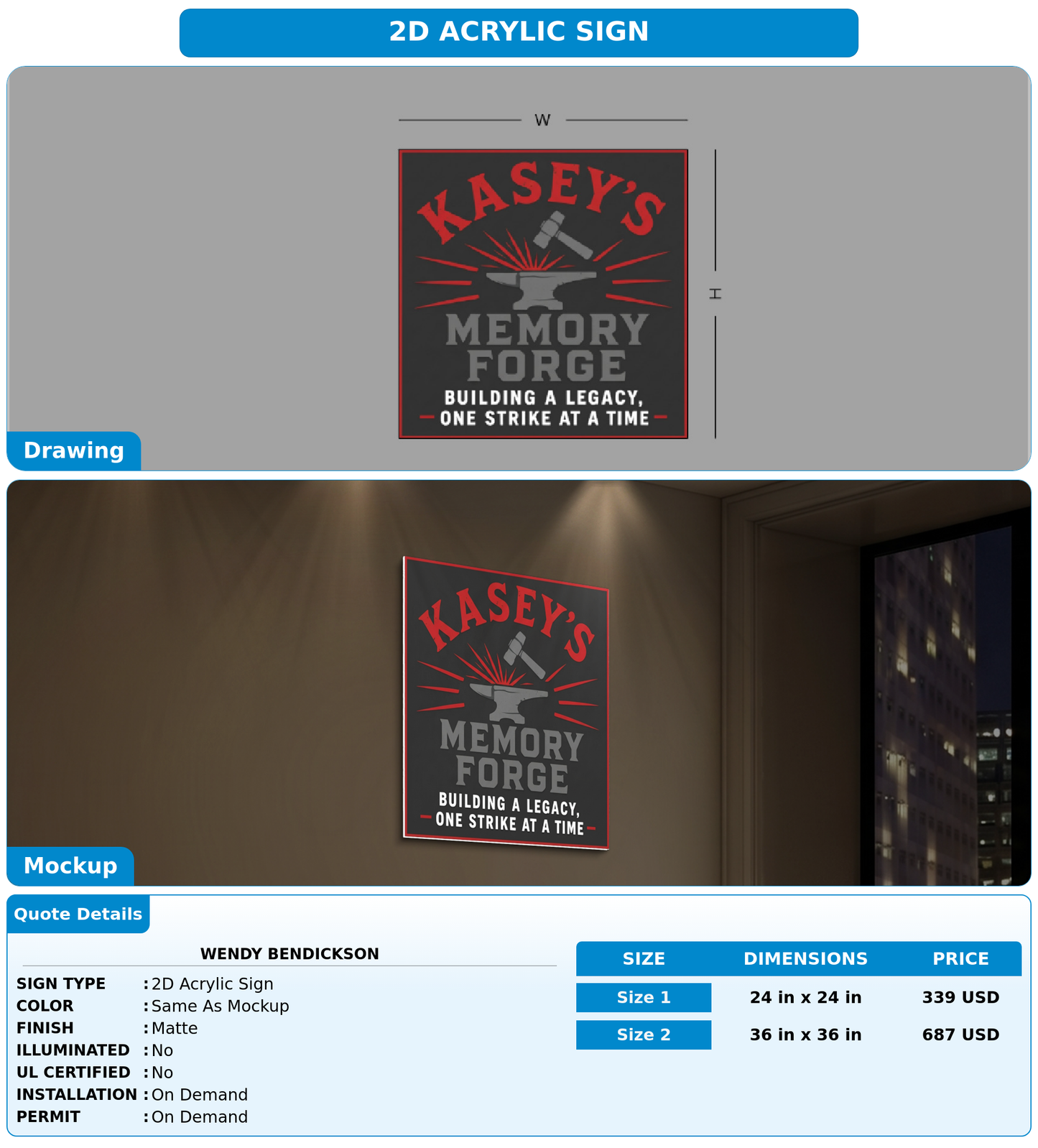 CUSTOM MOCKUP SIGN FOR Wendy bendickson