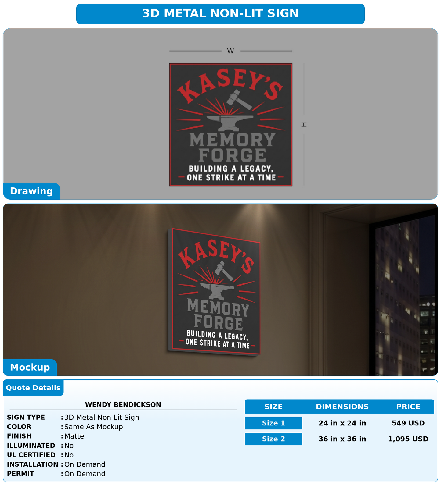 CUSTOM MOCKUP SIGN FOR Wendy bendickson