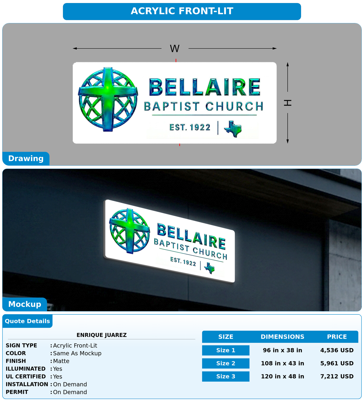CUSTOM MOCKUP SIGN FOR Enrique Juarez