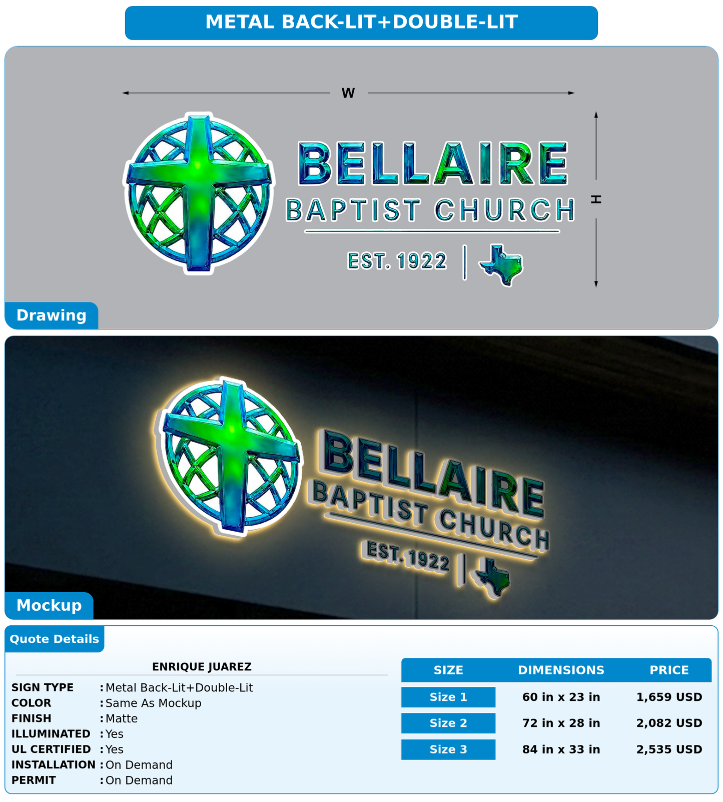 CUSTOM MOCKUP SIGN FOR Enrique Juarez