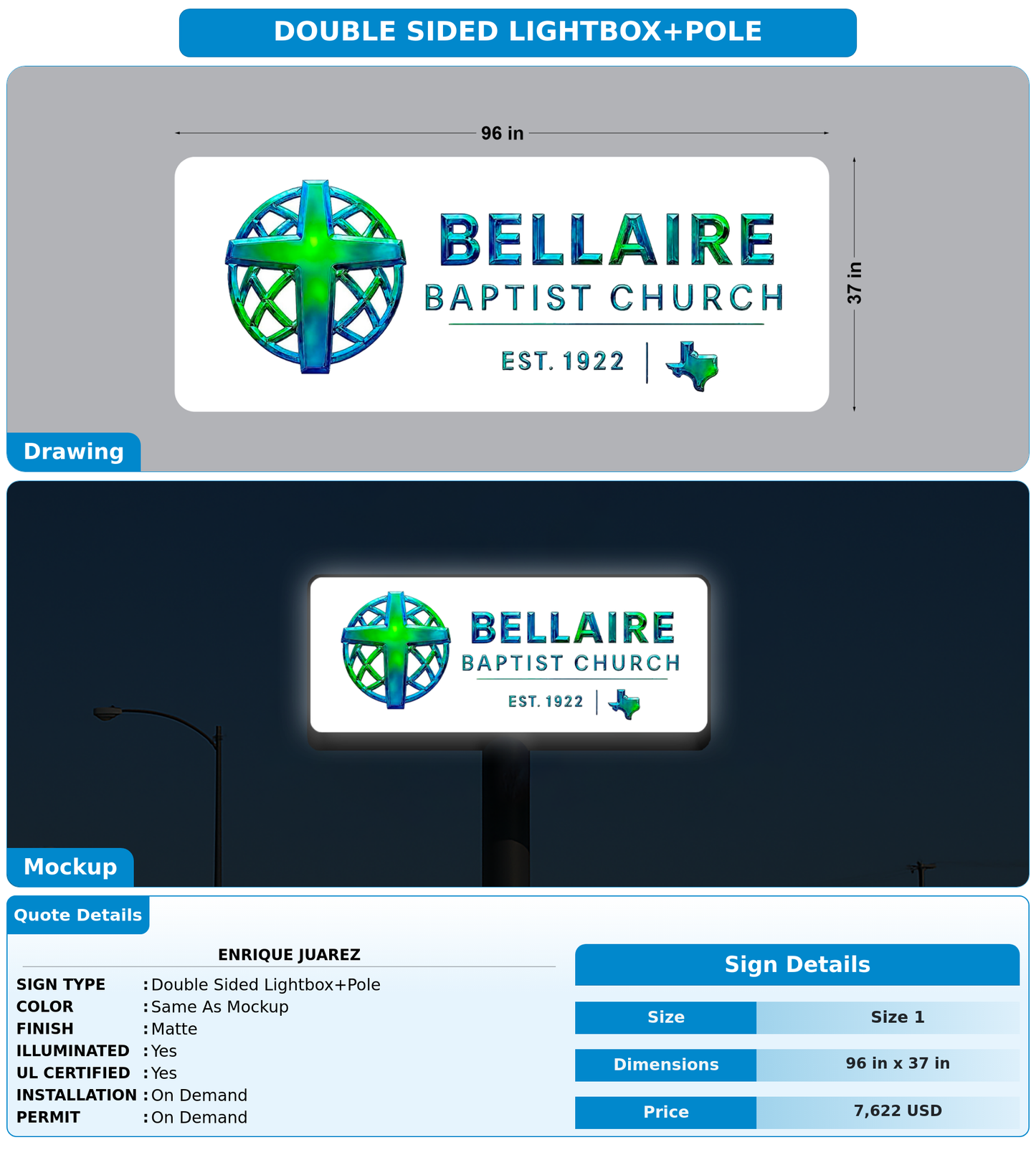 CUSTOM MOCKUP SIGN FOR Enrique Juarez