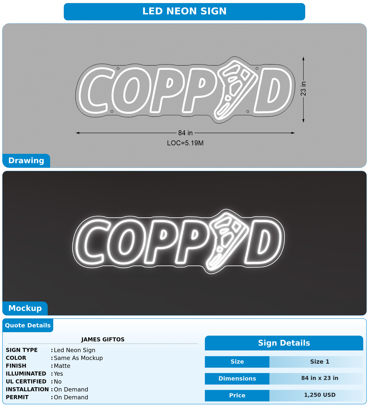 CUSTOM MOCKUP SIGN FOR James Giftos