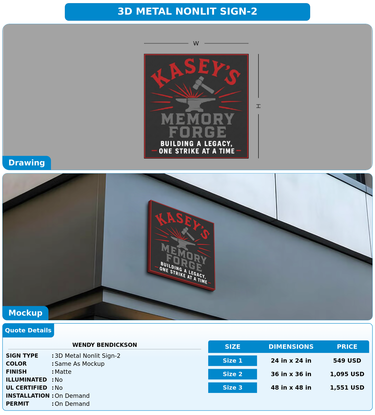 CUSTOM MOCKUP SIGN FOR Wendy bendickson