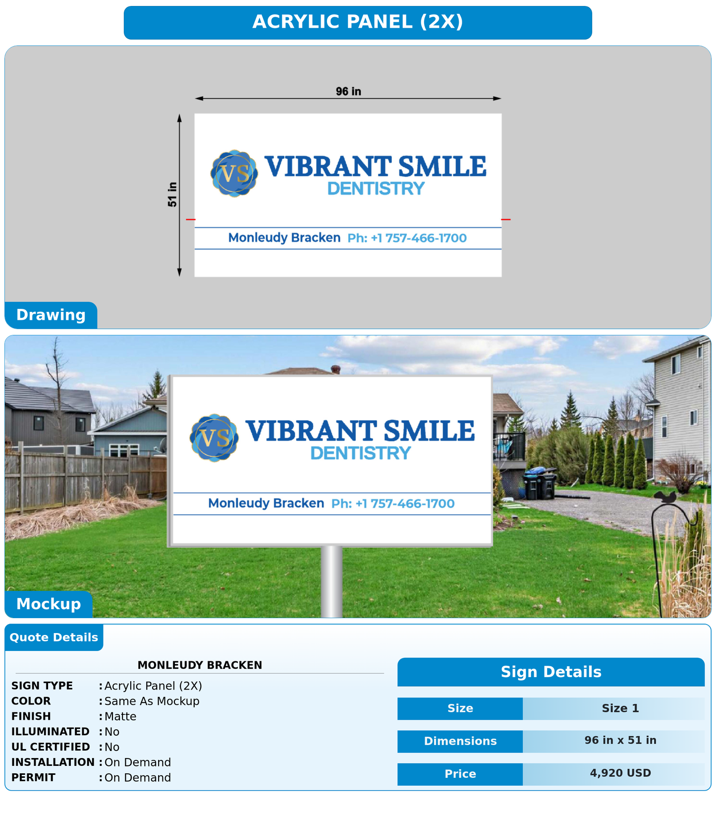 CUSTOM MOCKUP SIGN FOR Monleudy Bracken