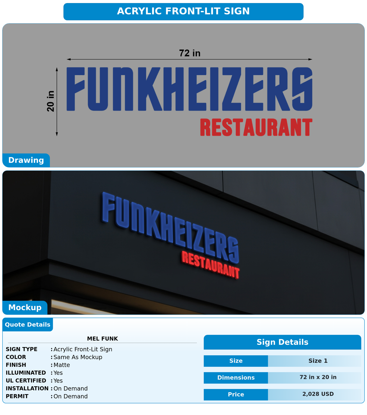 CUSTOM MOCKUP SIGN FOR Mel Funk