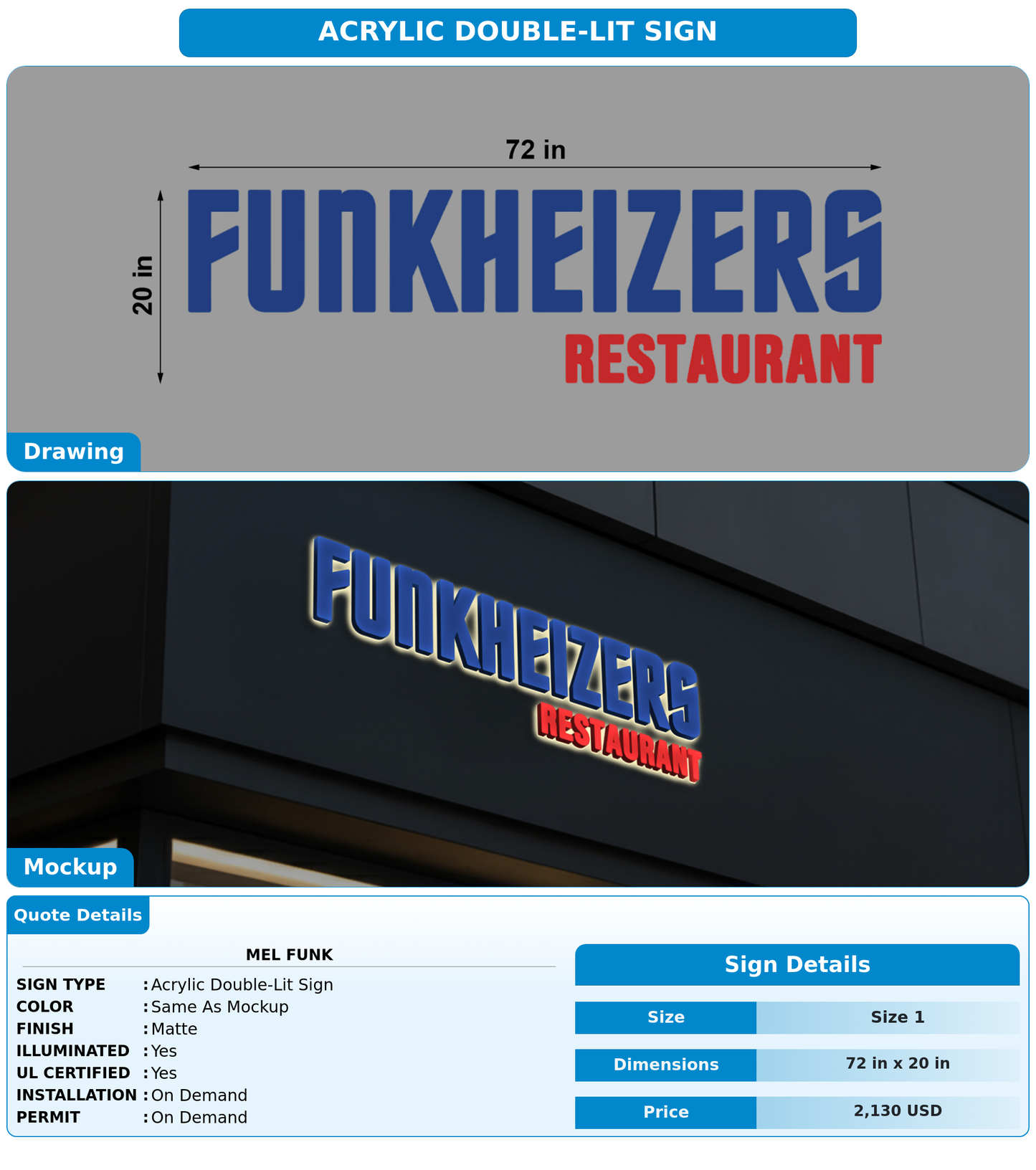 CUSTOM MOCKUP SIGN FOR Mel Funk