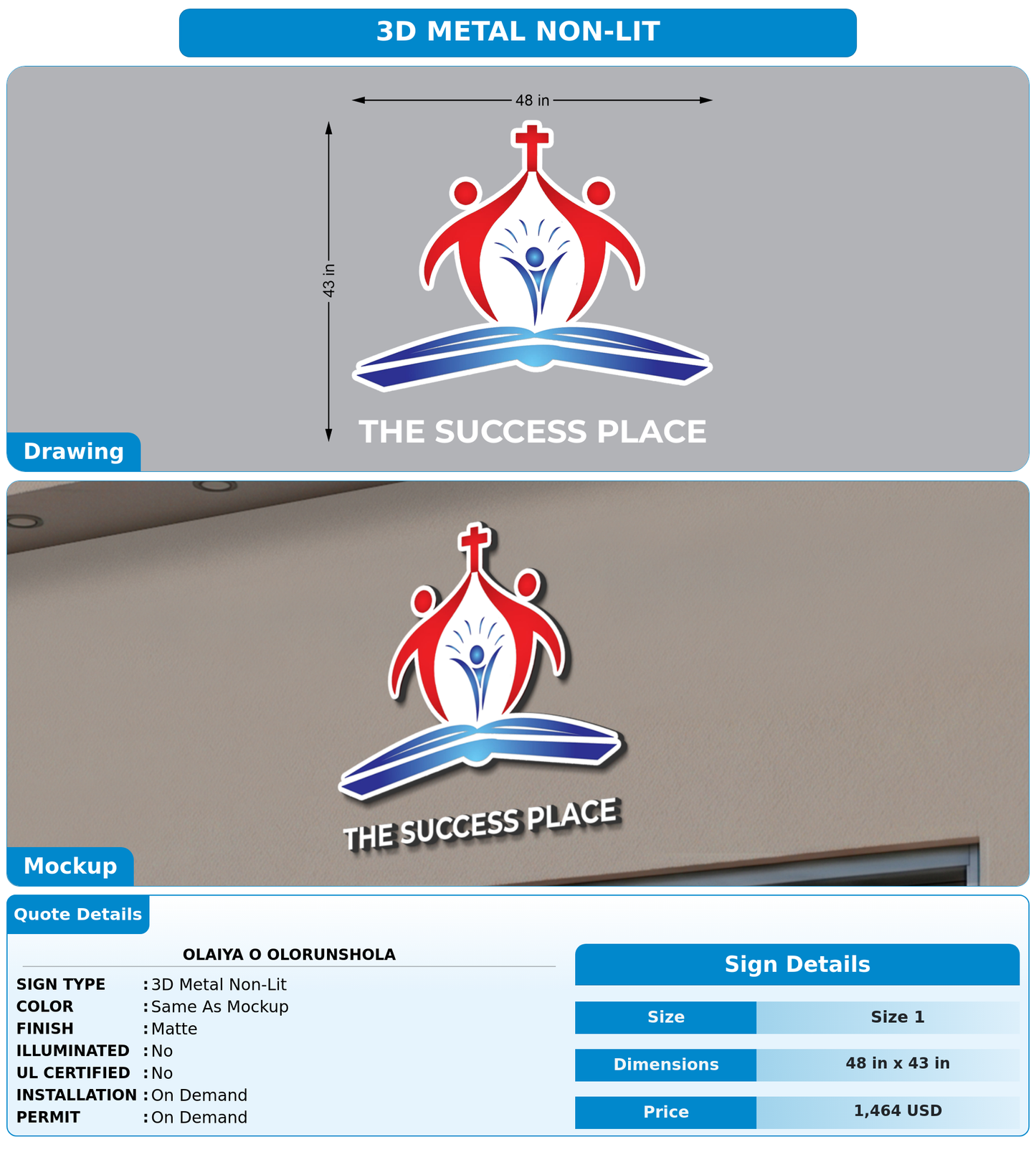 CUSTOM MOCKUP SIGN FOR Olaiya O OLORUNSHOLA