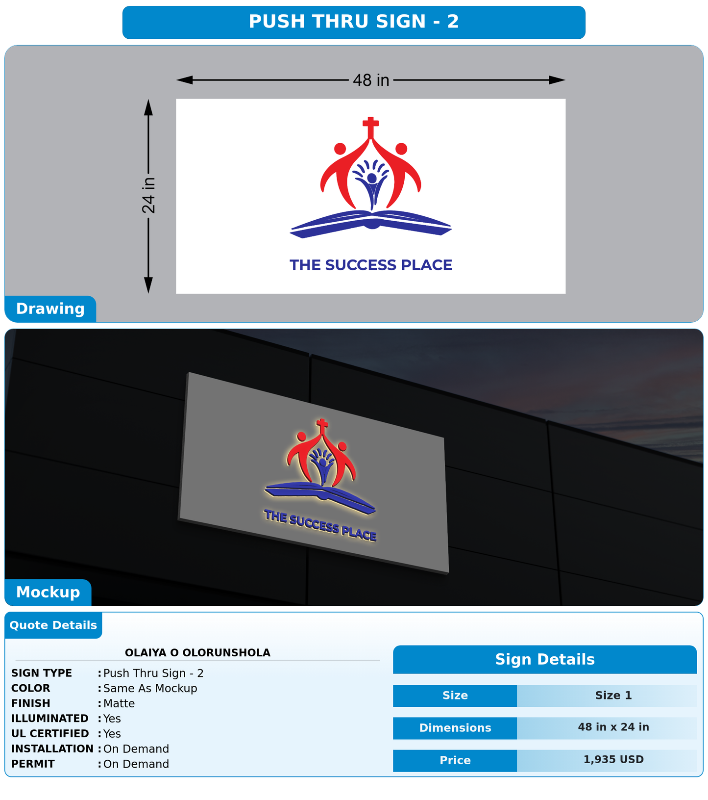 CUSTOM MOCKUP SIGN FOR Olaiya O OLORUNSHOLA