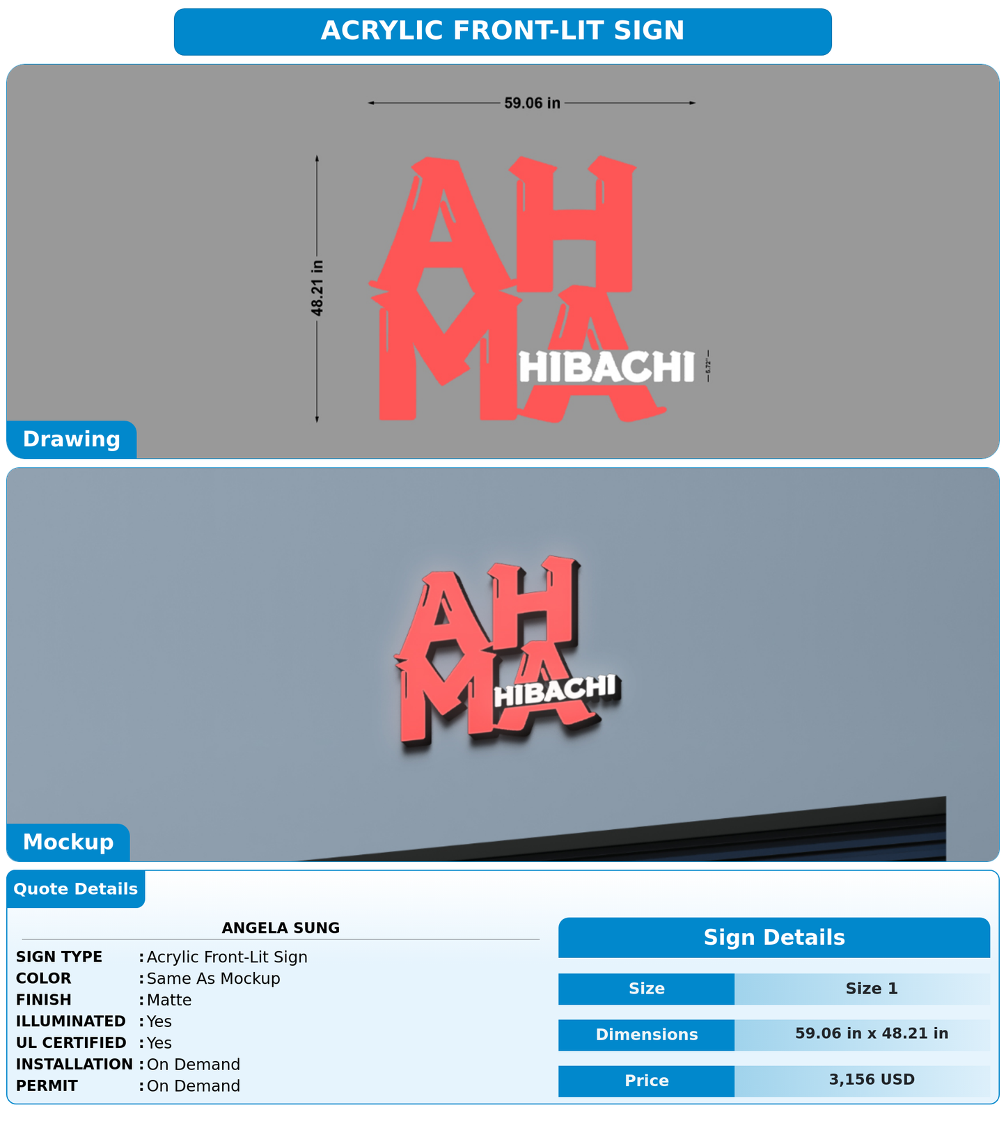 CUSTOM MOCKUP SIGN FOR Angela Sung