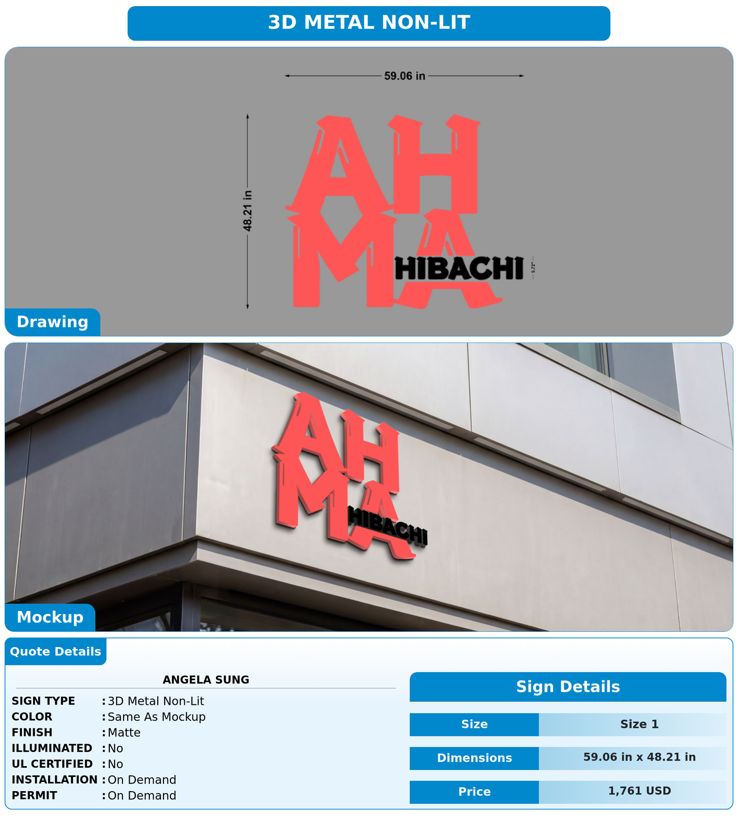 CUSTOM MOCKUP SIGN FOR Angela Sung