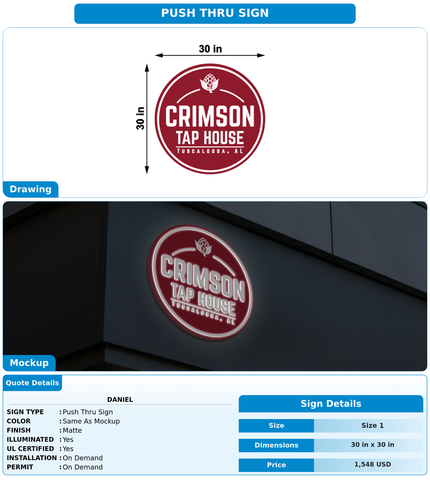 CUSTOM MOCKUP SIGN FOR Daniel