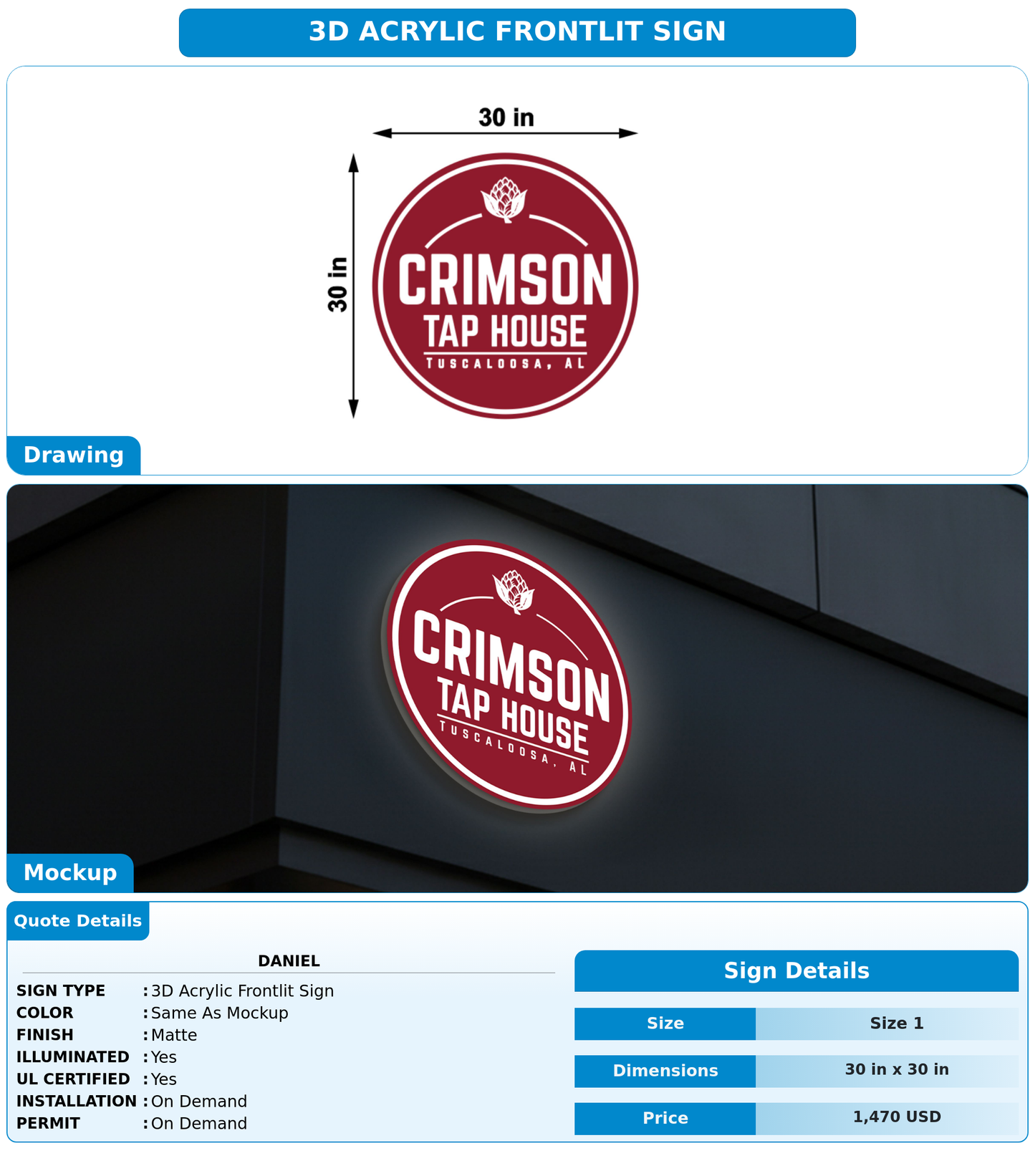 CUSTOM MOCKUP SIGN FOR Daniel