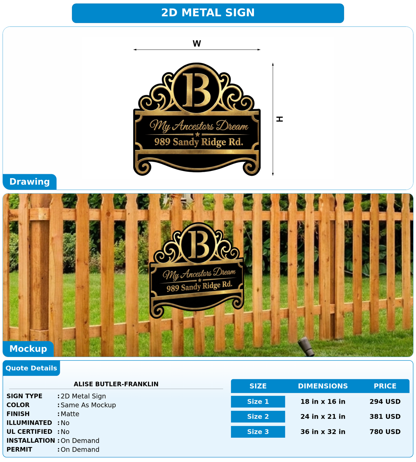 CUSTOM MOCKUP SIGN FOR Alise Butler-Franklin