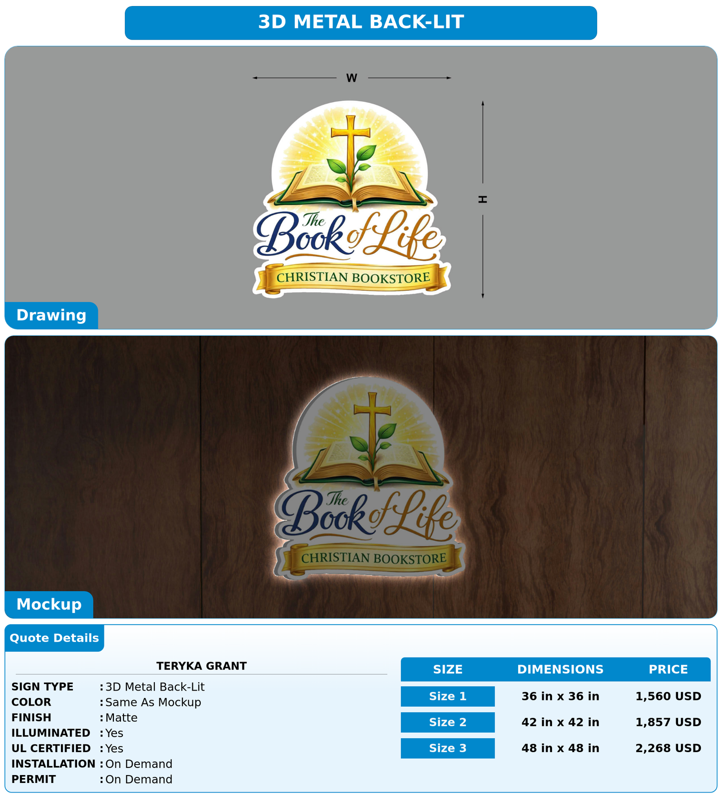 CUSTOM MOCKUP SIGN FOR Teryka Grant