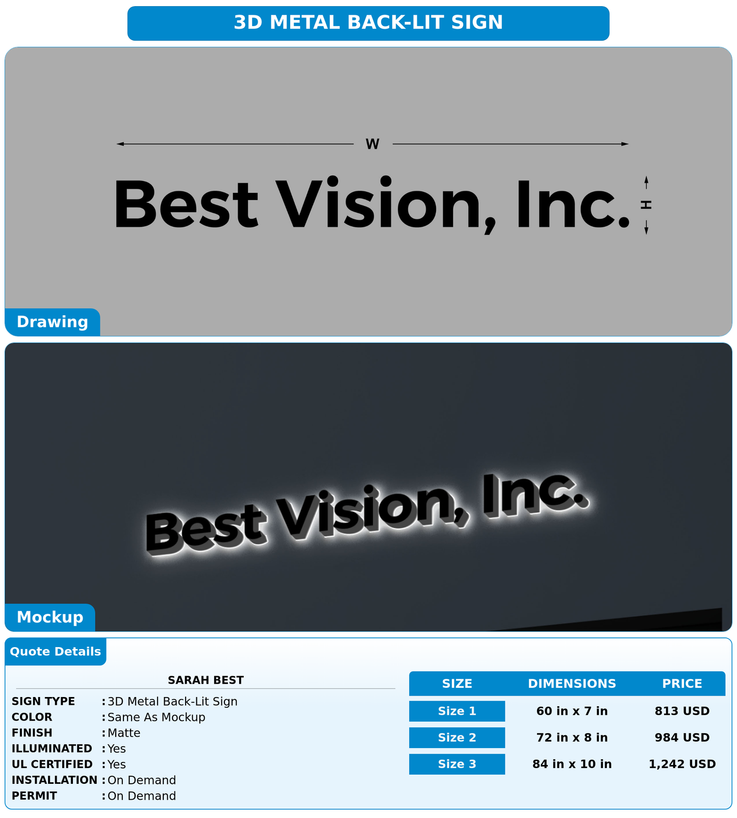 CUSTOM MOCKUP SIGN FOR Sarah  Best